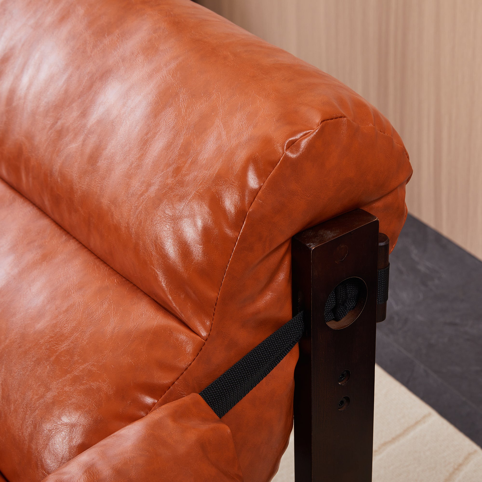 Ravena Modern Vintage Leather Lounge Chair with Removable Armrests