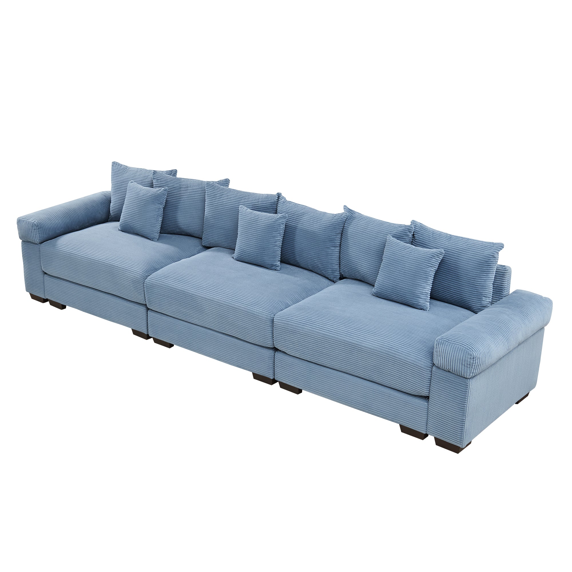 Albany 130" Modular Corduroy Cloud 4-Seater Sofa with Extra-Thick Armrests