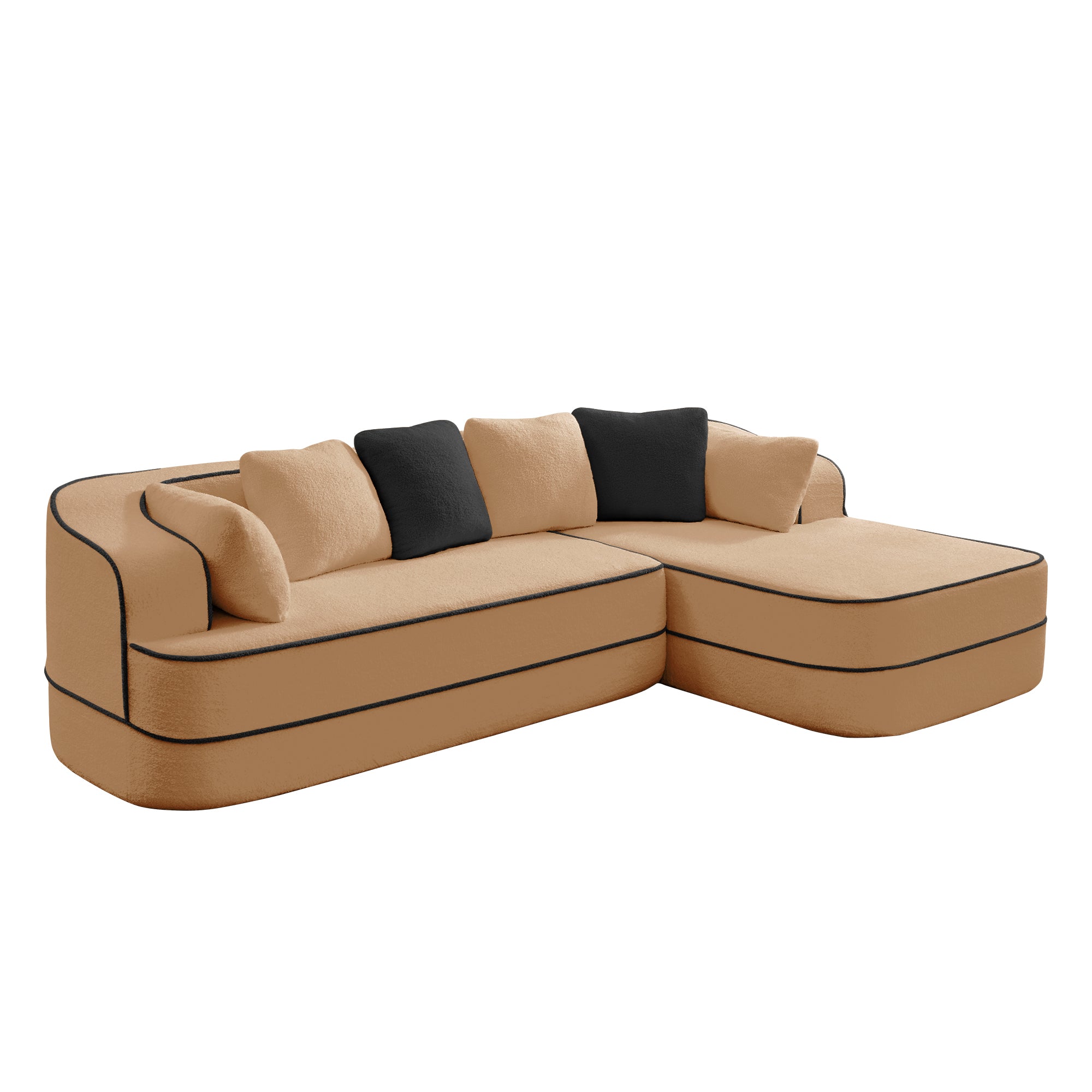 Gilbert 106" Teddy Fabric Modular Sectional Sofa with Right L-Shaped Chaise