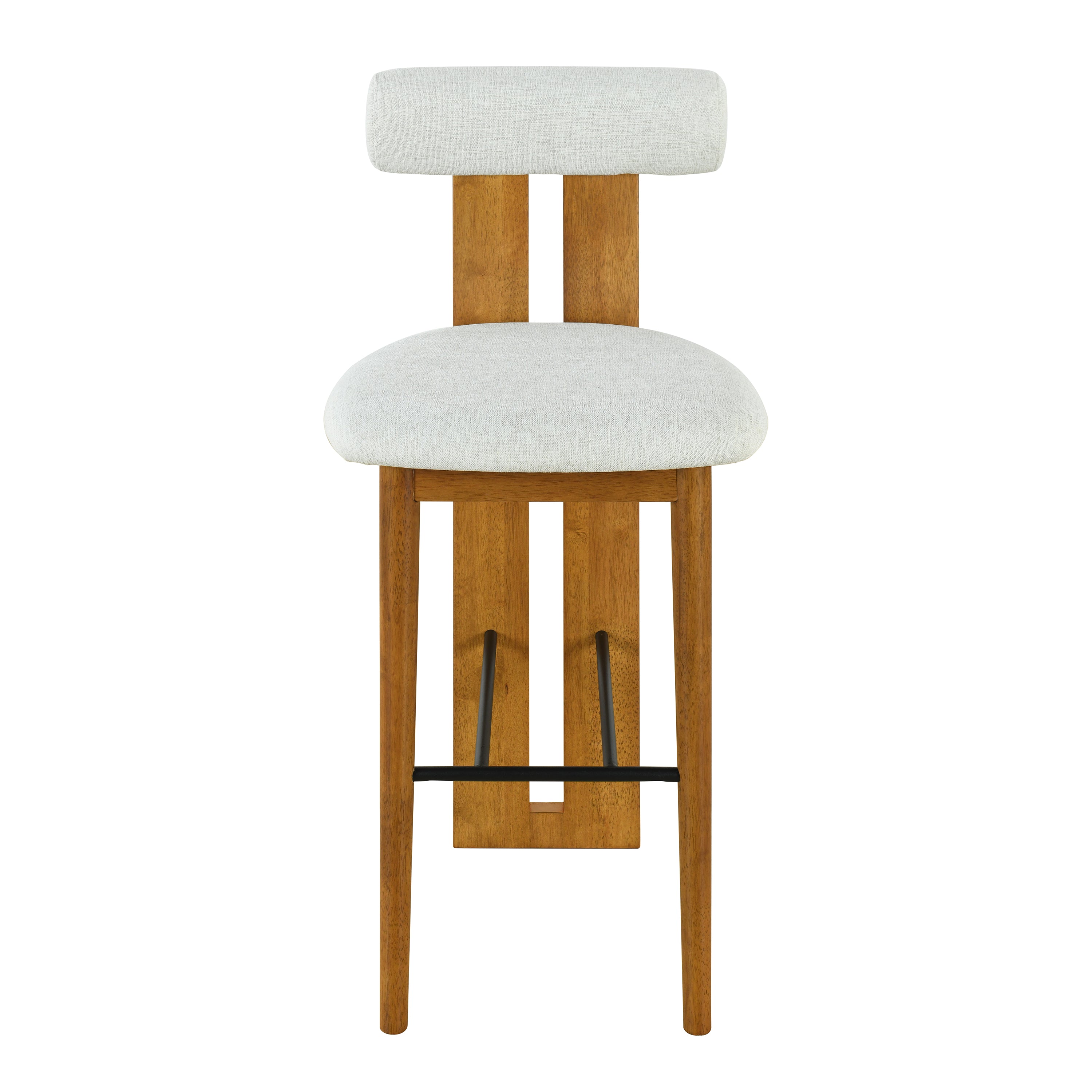 Pienza 29.5" Solid Rubberwood Bolster Back Upholstered Bar Height Stool Set of 2