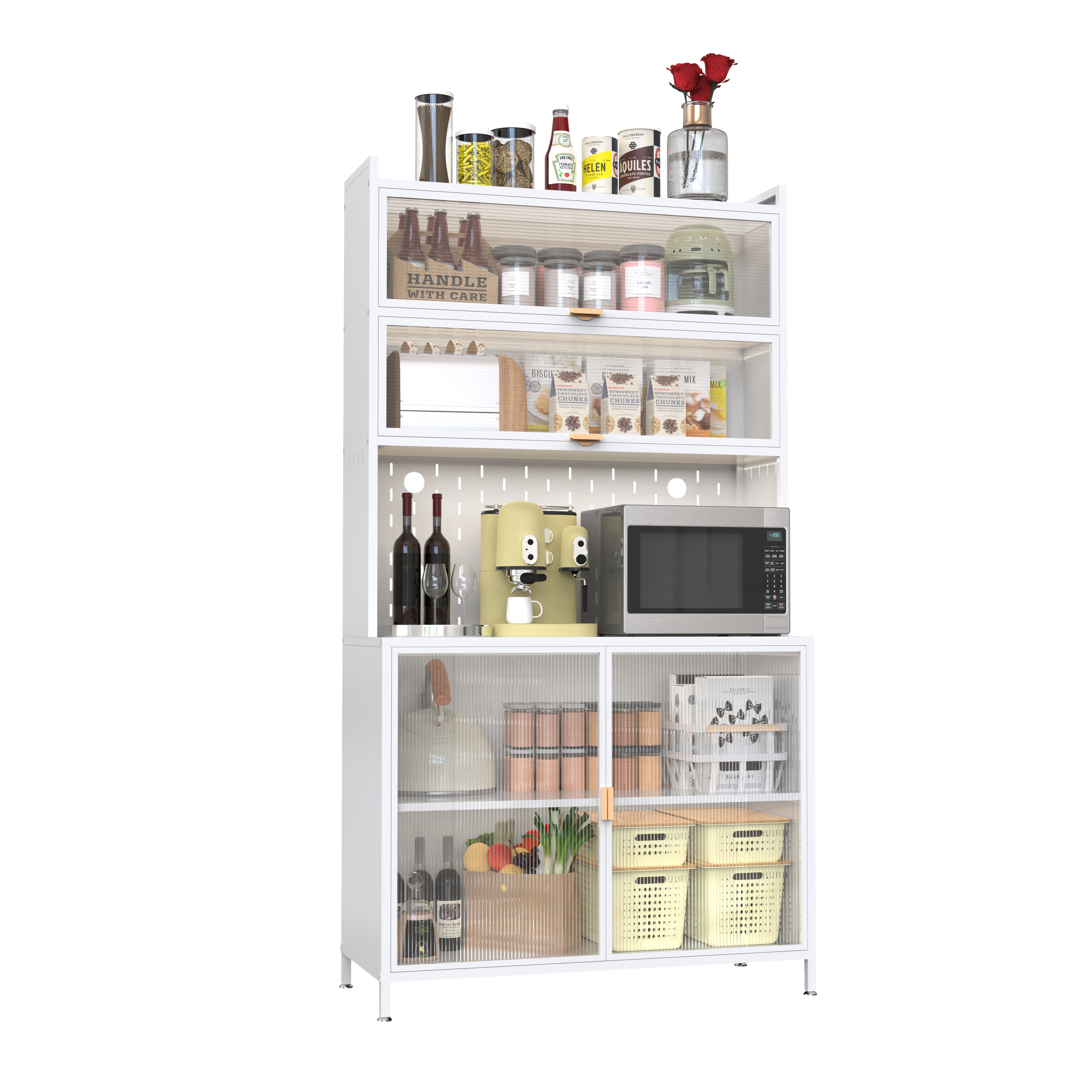 Eland 73" Modern Steel Kitchen Pantry Cabinet with Flip Doors