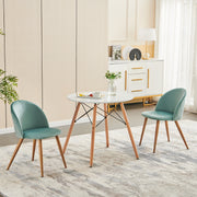ZOMBA Velvet Dining Chairs Set of 2 Modern Round Back Upholstered Kitchen Chairs Wood Look Metal Legs Teal