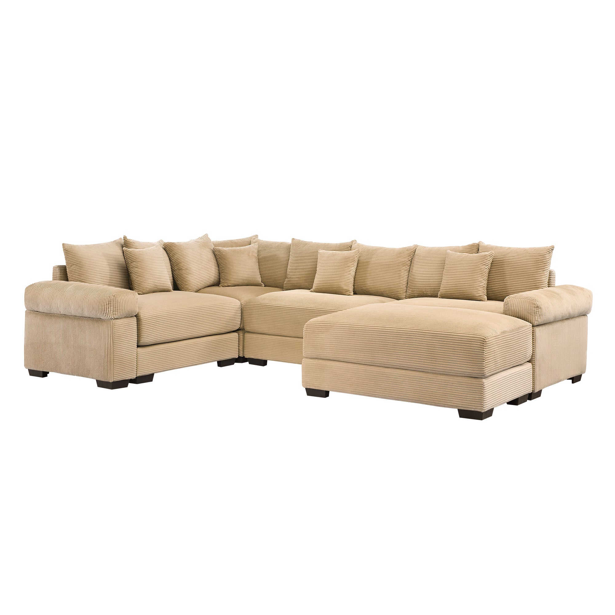 Albany 117" Oversized 5 Pieces Corduroy Modular Corner Sectional Sofa with Ottoman
