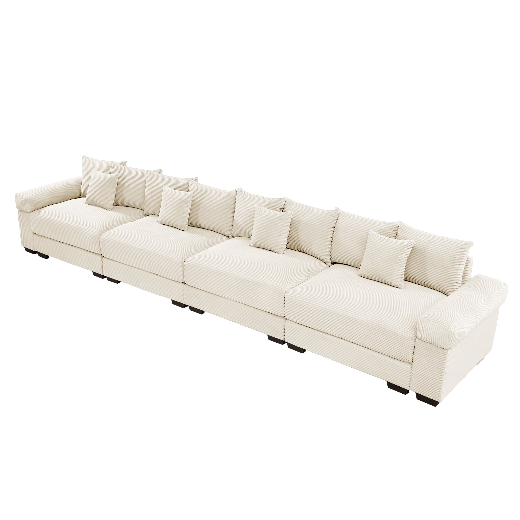 Albany 168" Modular Corduroy Oversized Cloud 5-Seater Sofa with Extra-Thick Armrests