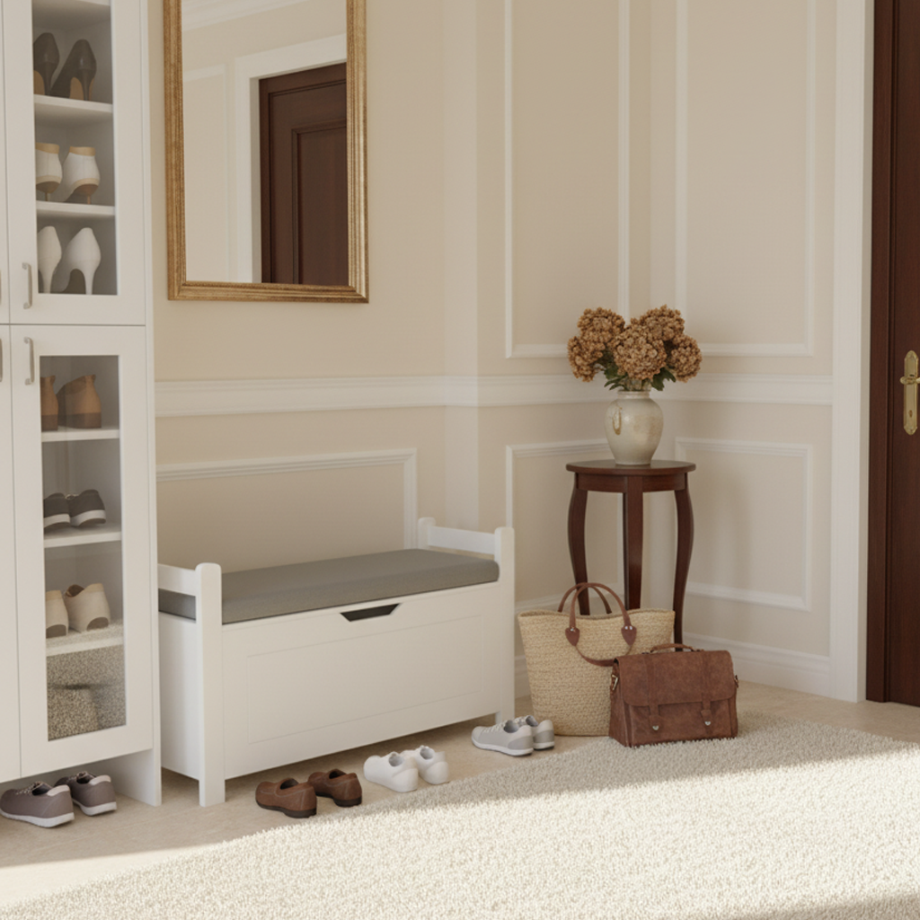 Brigton Wooden Storage Chest with Cushion Seat, White
