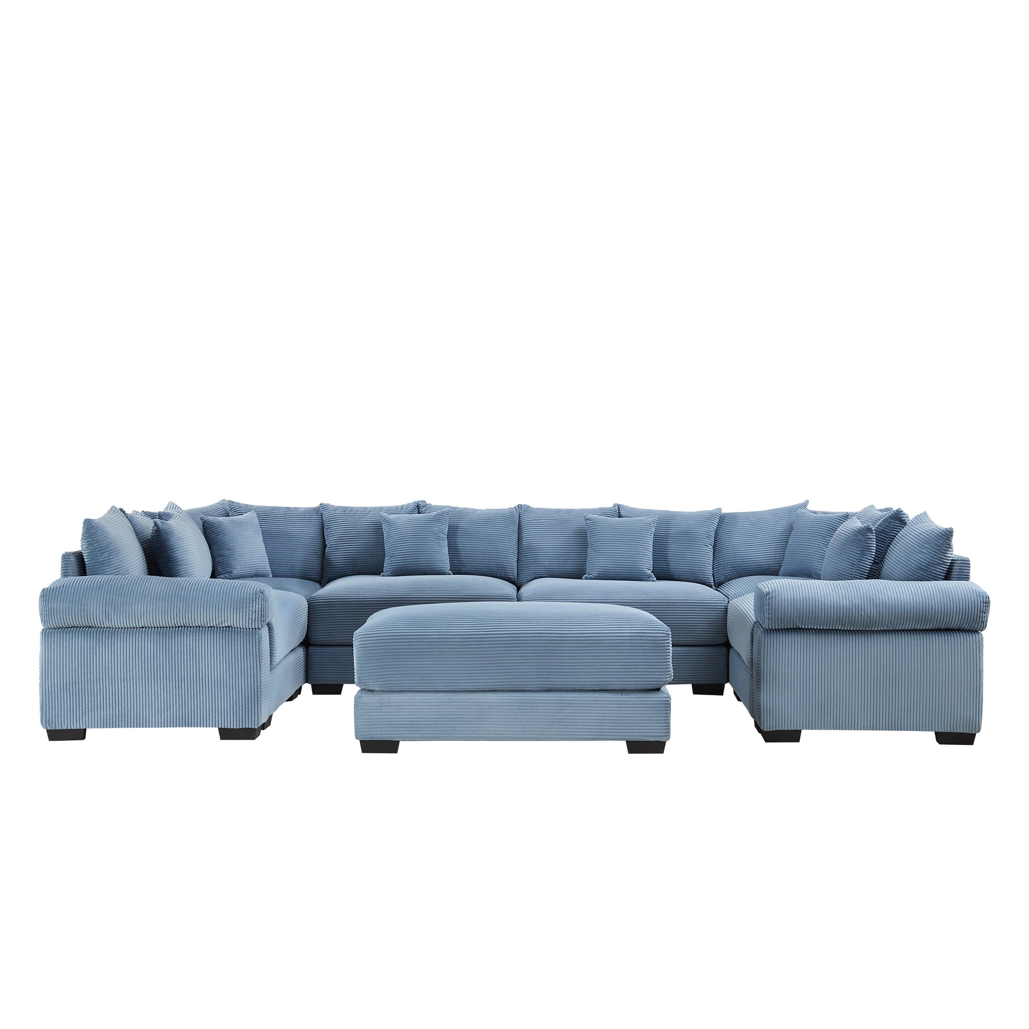 Albany 138" Oversized 7 Pieces Modular Corduroy U-Shaped Sectional Sofa with Ottoman