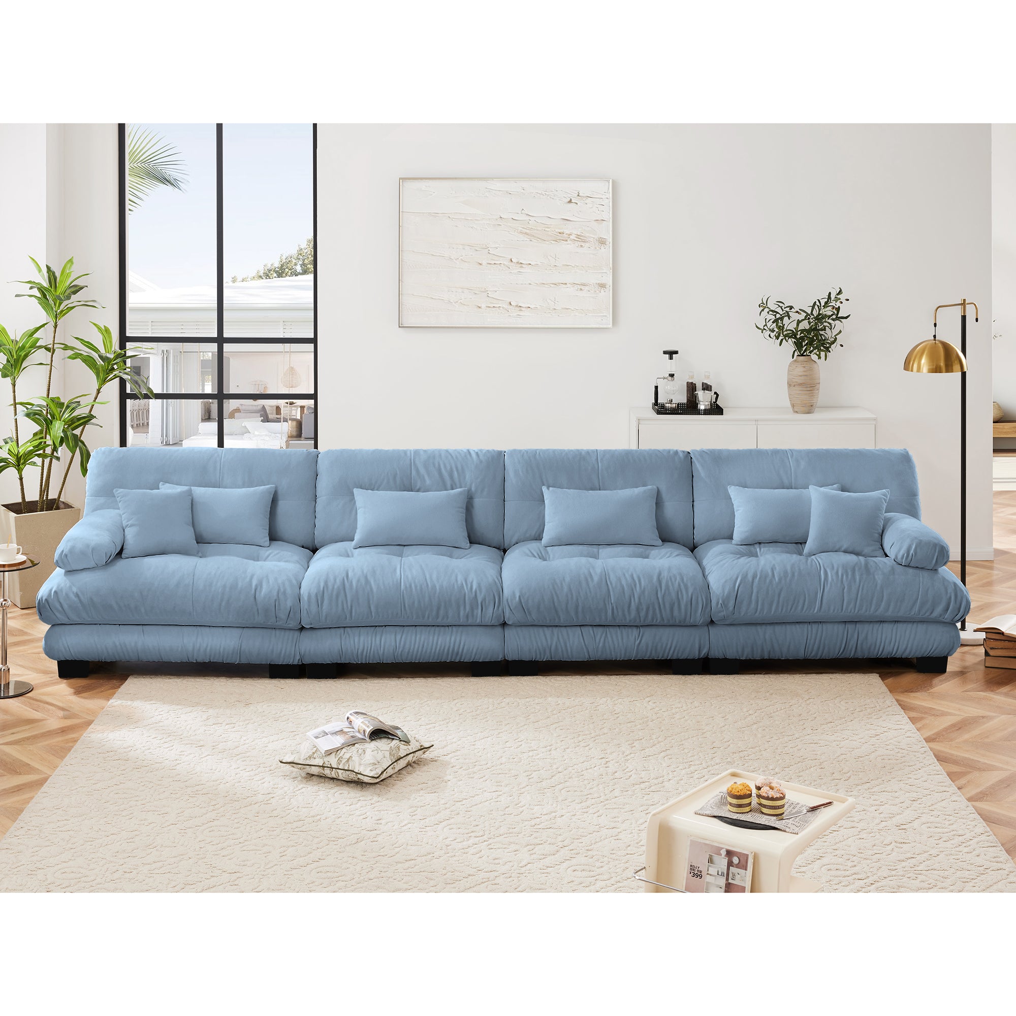 Monterey 173" Extra Large Modular Chenille Cloud Sectional Sofa with Bolstered Armrests