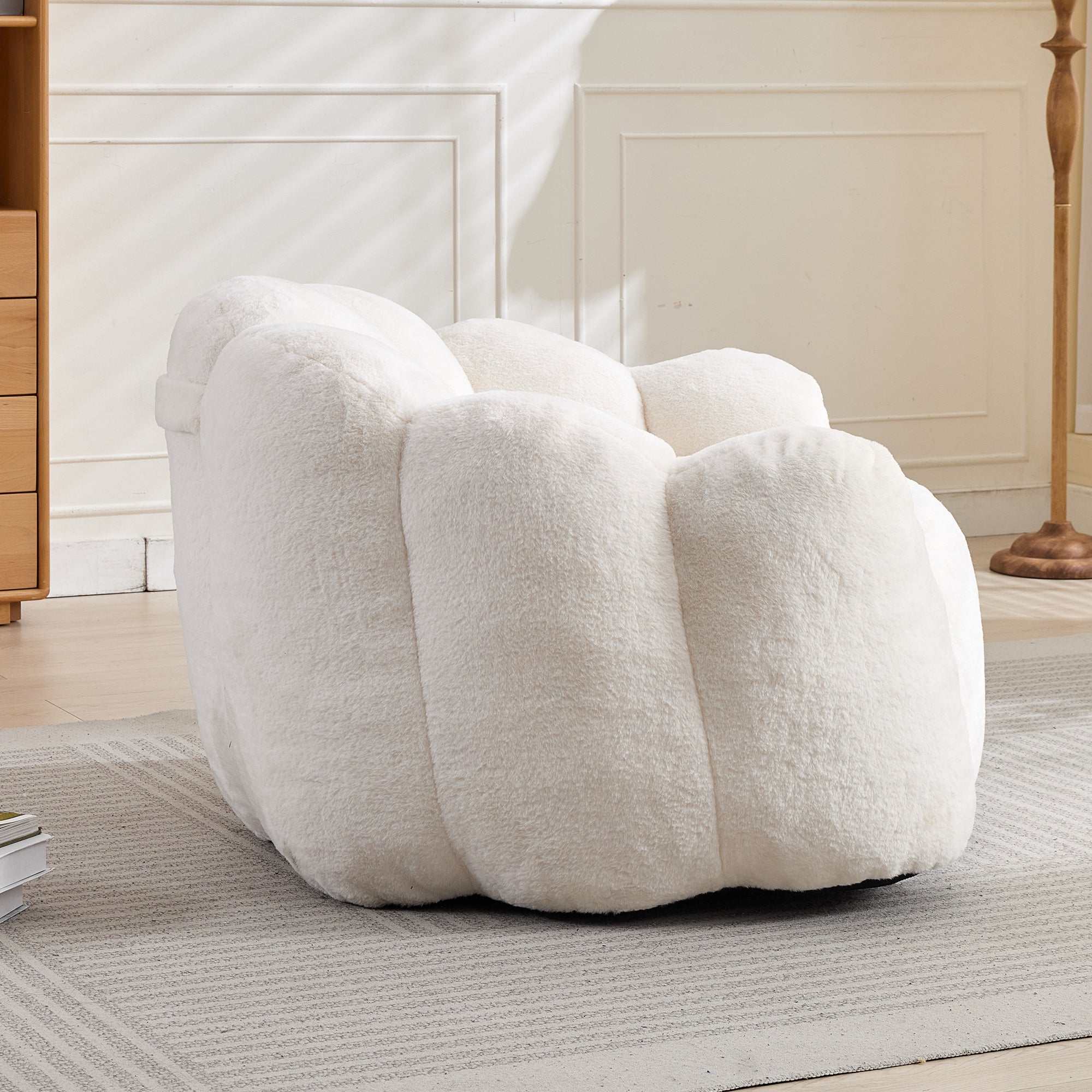 Greenfield Teddy Bean Bag Chair with Petal-Shaped Backrest