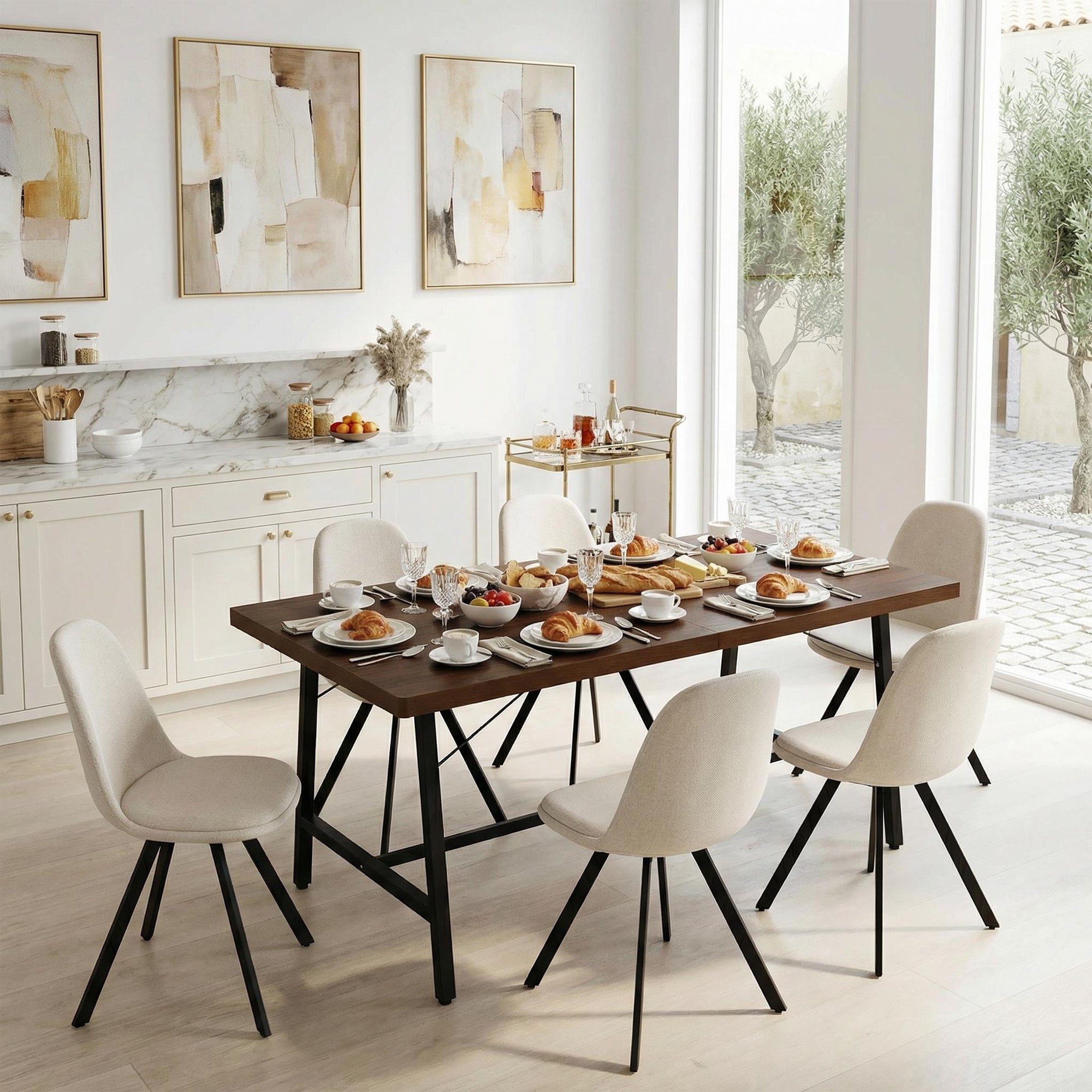FORS Industrial MDF Dining Table 63" x 35" Modern Crimson