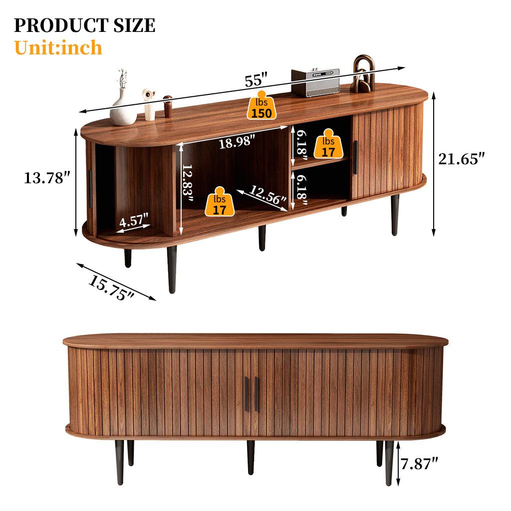 Valletta Sliding Door TV Stand Media Console with Storage