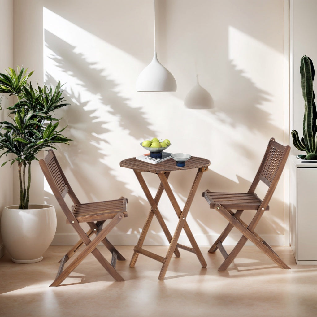 Naxos 3-Piece Outdoor Folding Acacia Wood Bistro Set