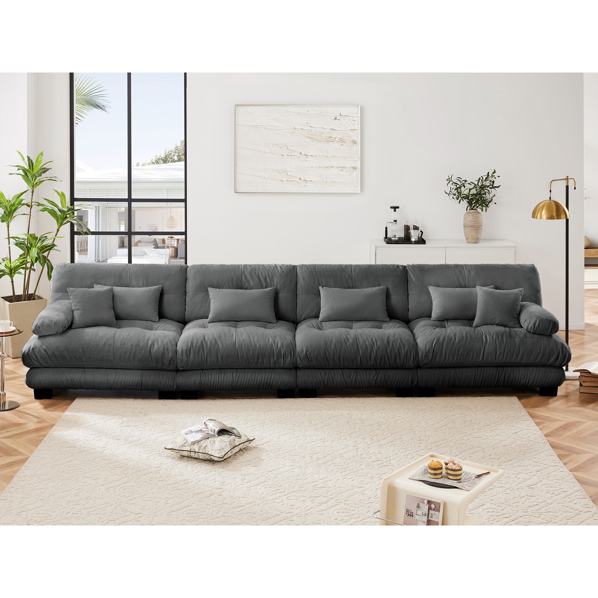 Monterey 173" Extra Large Modular Chenille Cloud Sectional Sofa with Bolstered Armrests