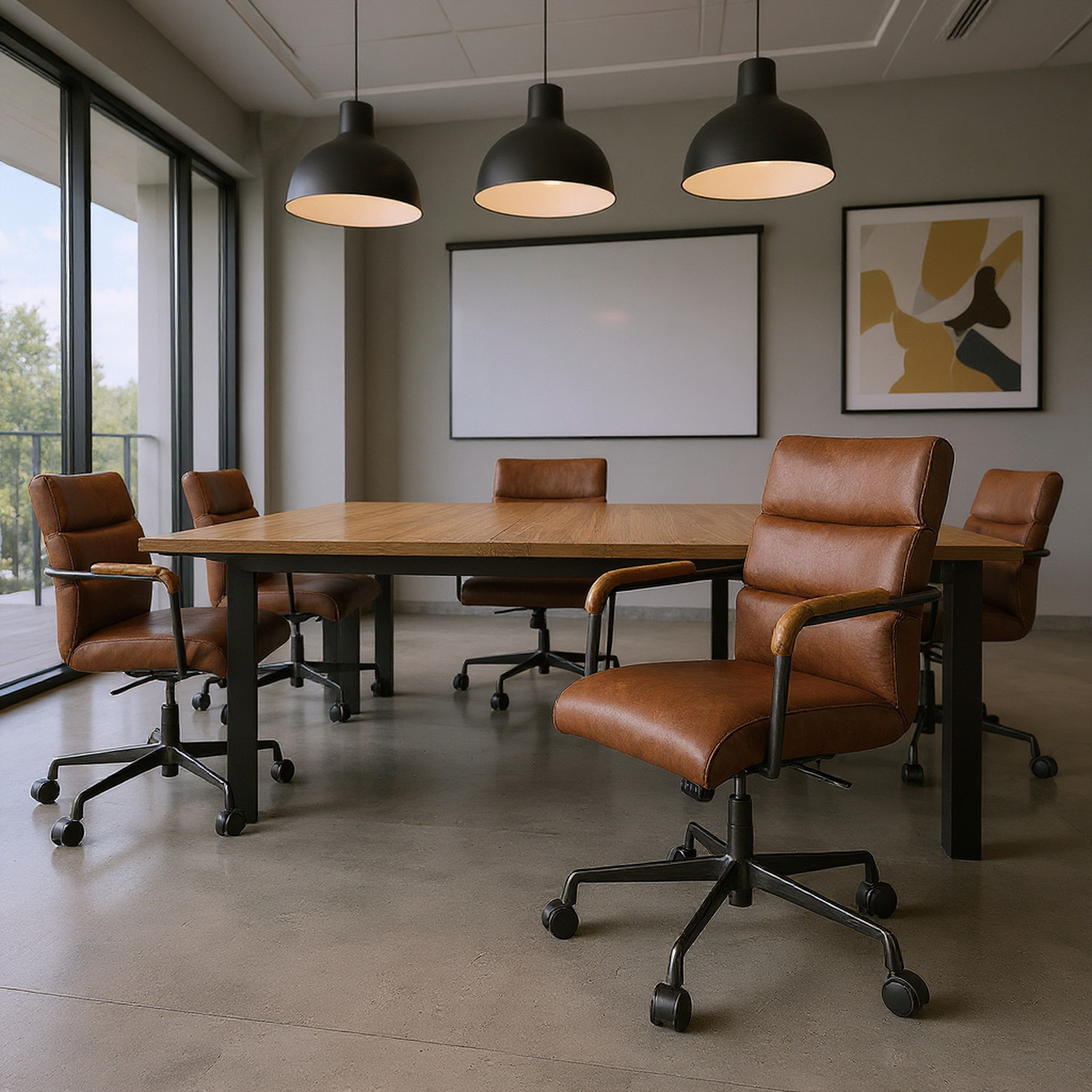 Retro Brown Swivel Office Chair with 5-Star Base