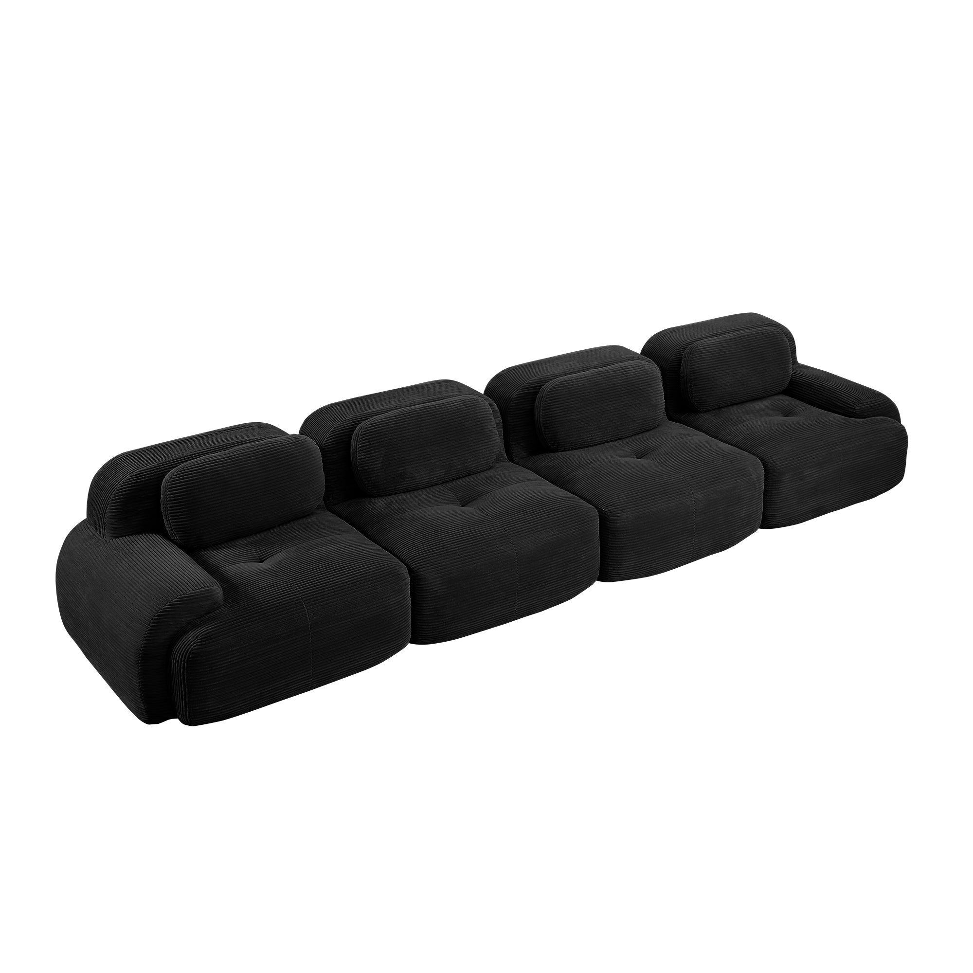 Anchorage 152" Modular Corduroy 4-Seater Sofa with Curved Armrest