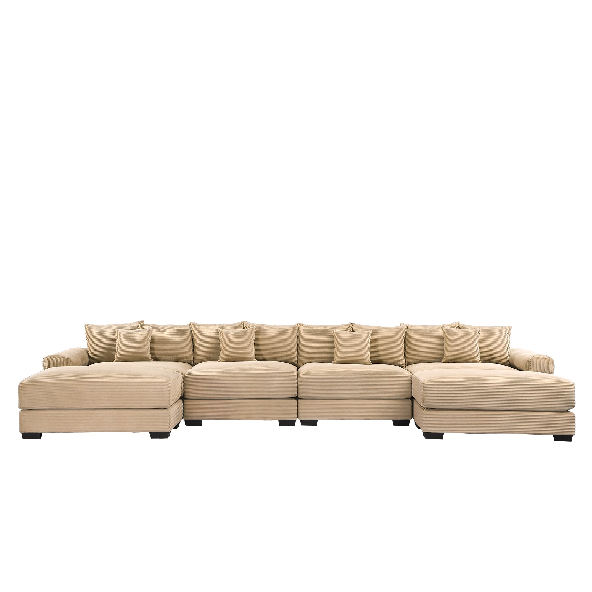 Albany 168" Modular Corduroy Cloud U-Shaped Sectional Sofa with Ottomans