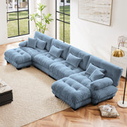 Monterey 173" Oversized Modular Chenille U-Shaped Cloud Sectional Sofa with 2 Ottomans