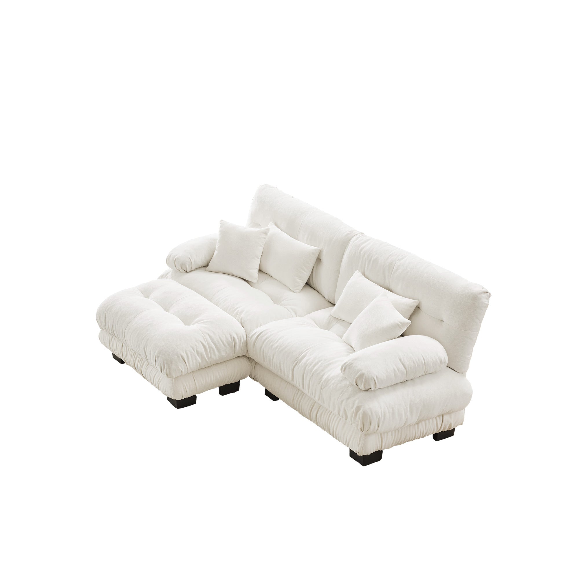 Monterey 94" 3 Piece L Shaped Modular Sofa Set, Velvet Deep Seat 5-Seater Sofa with Ottoman