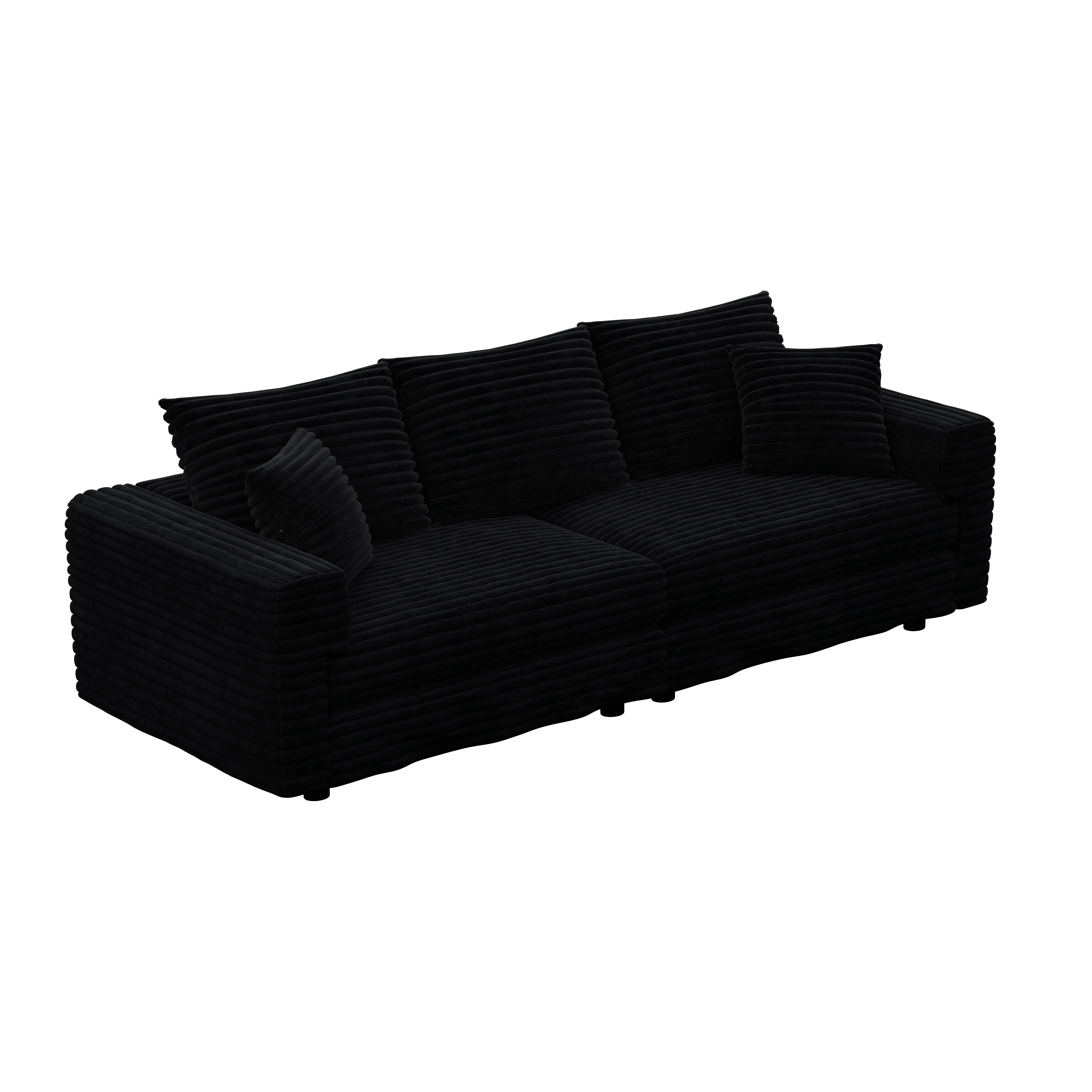 Norwalk 83" 5-Piece Modular Corduroy Upholstered Sectional Sofa with Ottomans