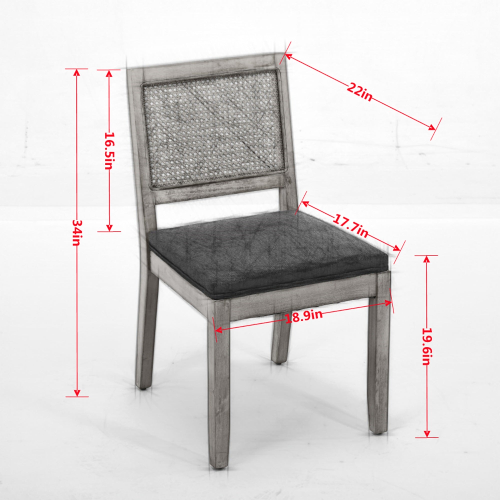 Huron Mid Century Rattan Dining Chairs Set of 2
