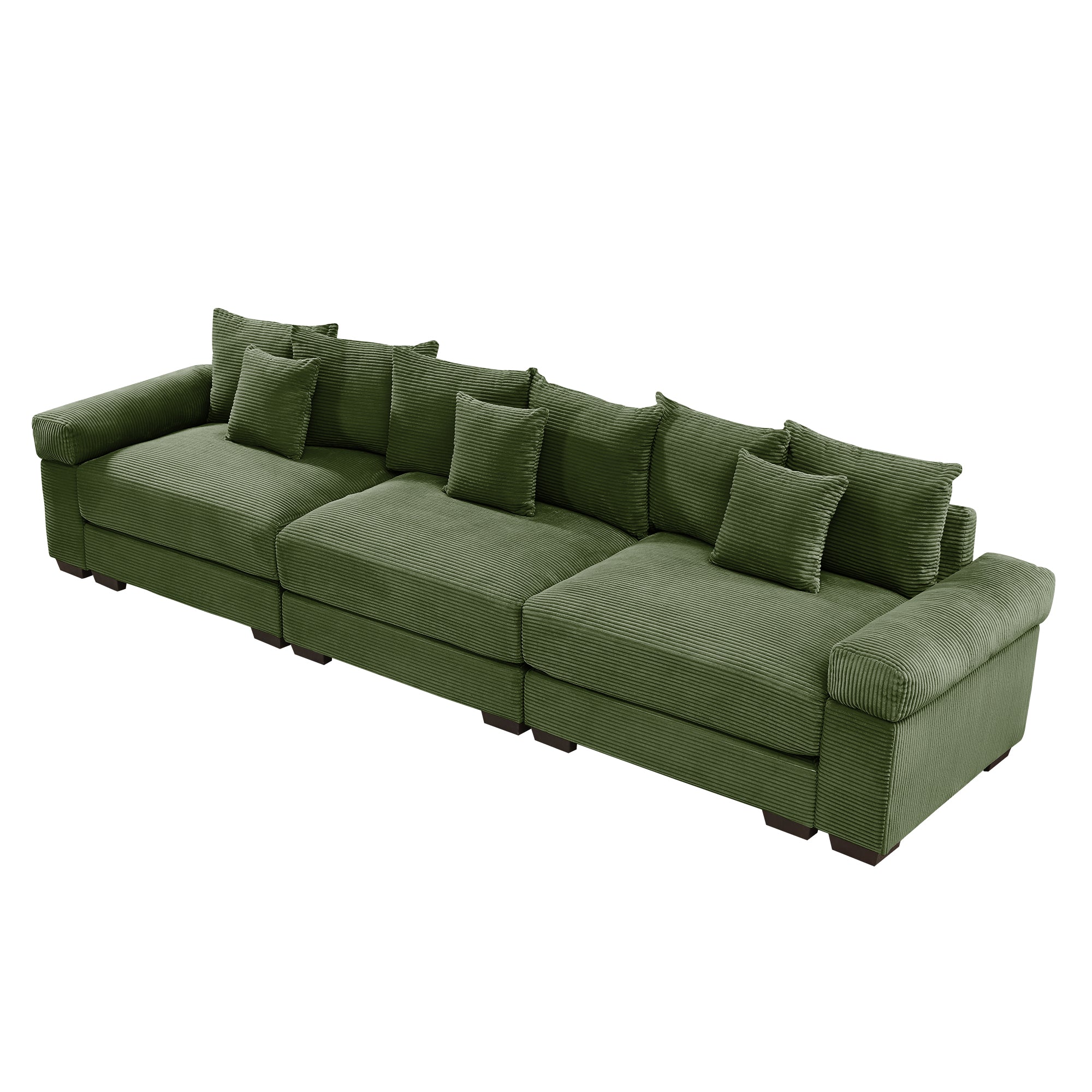 Albany 130" Modular Corduroy Cloud 4-Seater Sofa with Extra-Thick Armrests