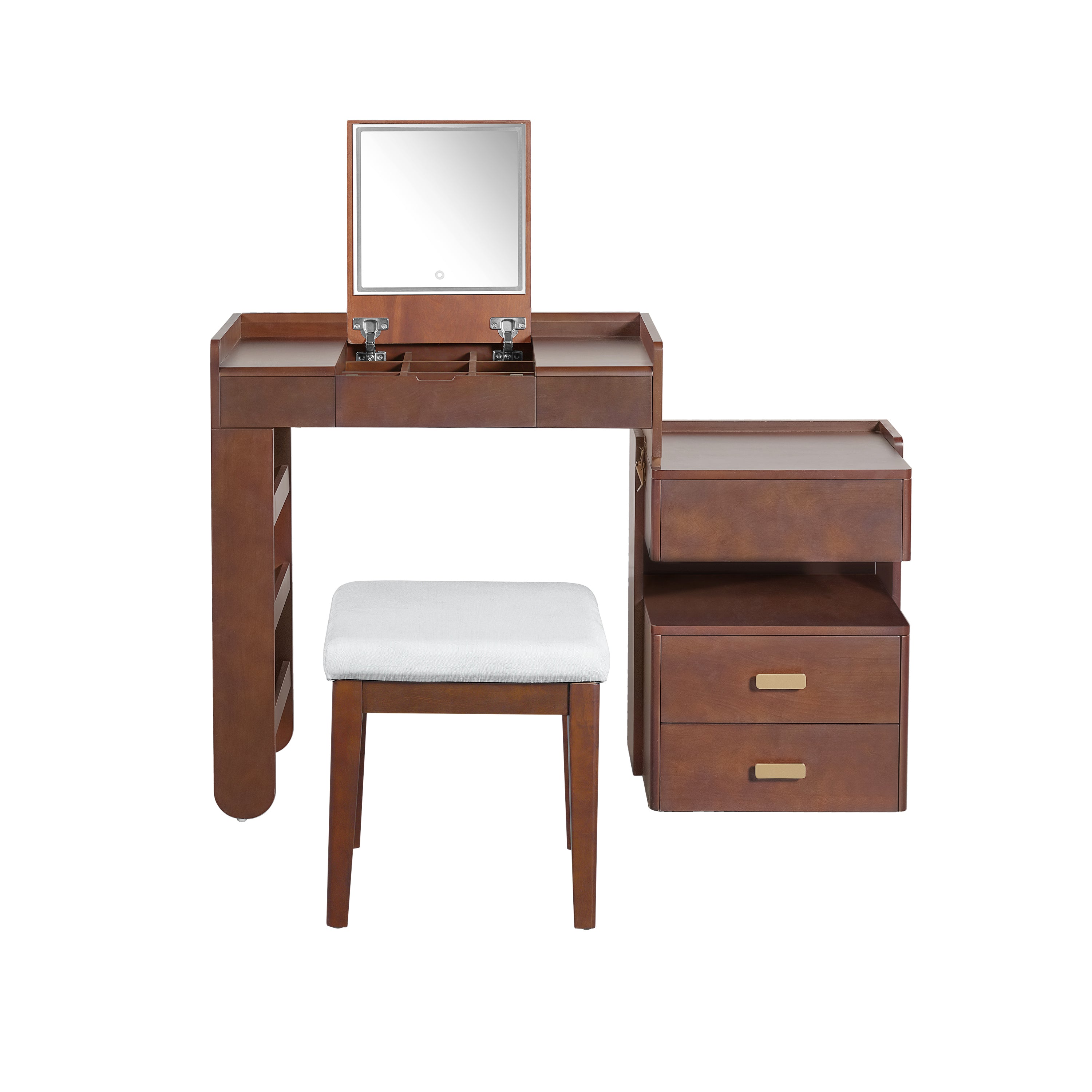 Aurorae Modular Makeup Vanity Desk Set with Flip-Top Mirror and Ample Drawer Storage