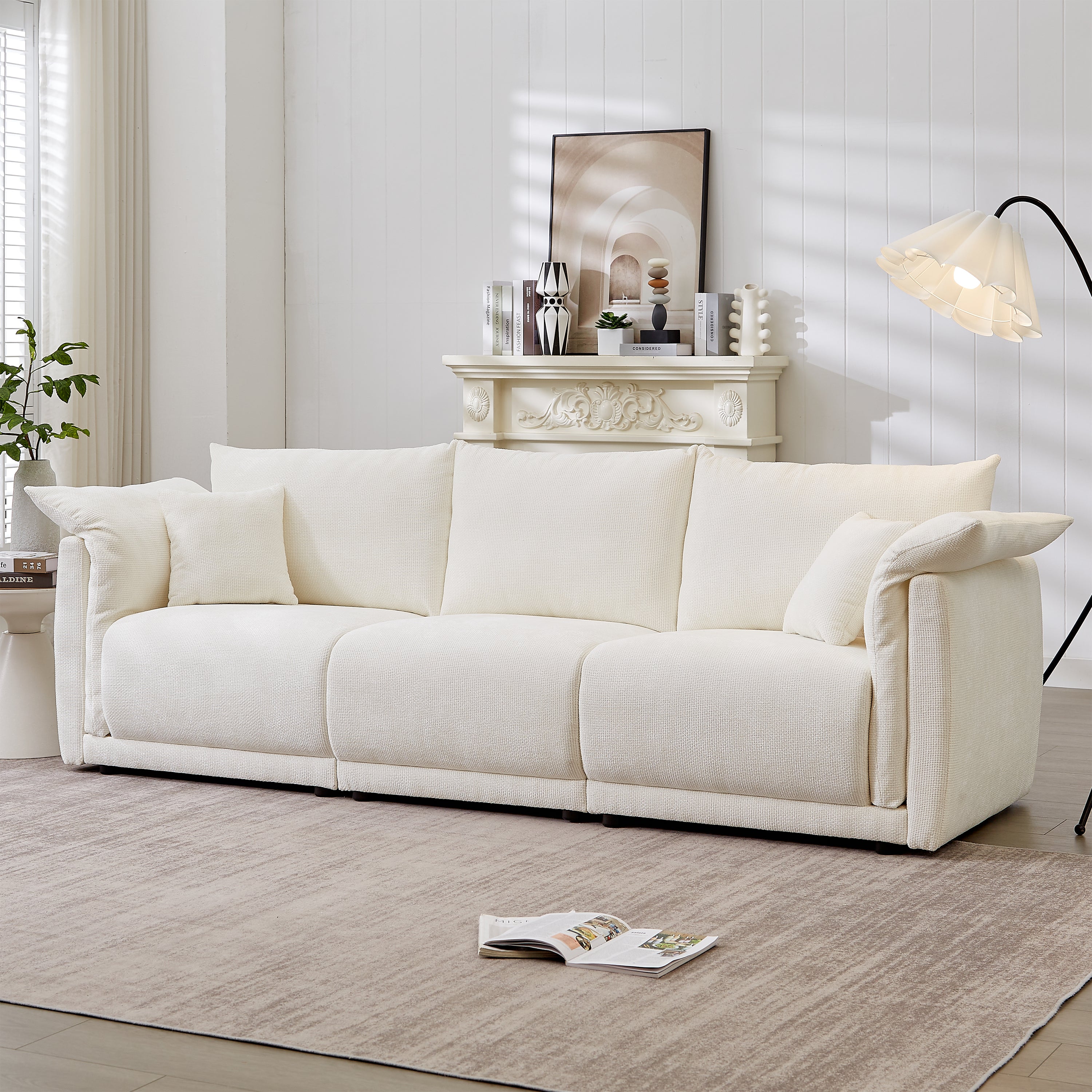 Houston 98.5" 3-Seater Linen Fabric Sofa
