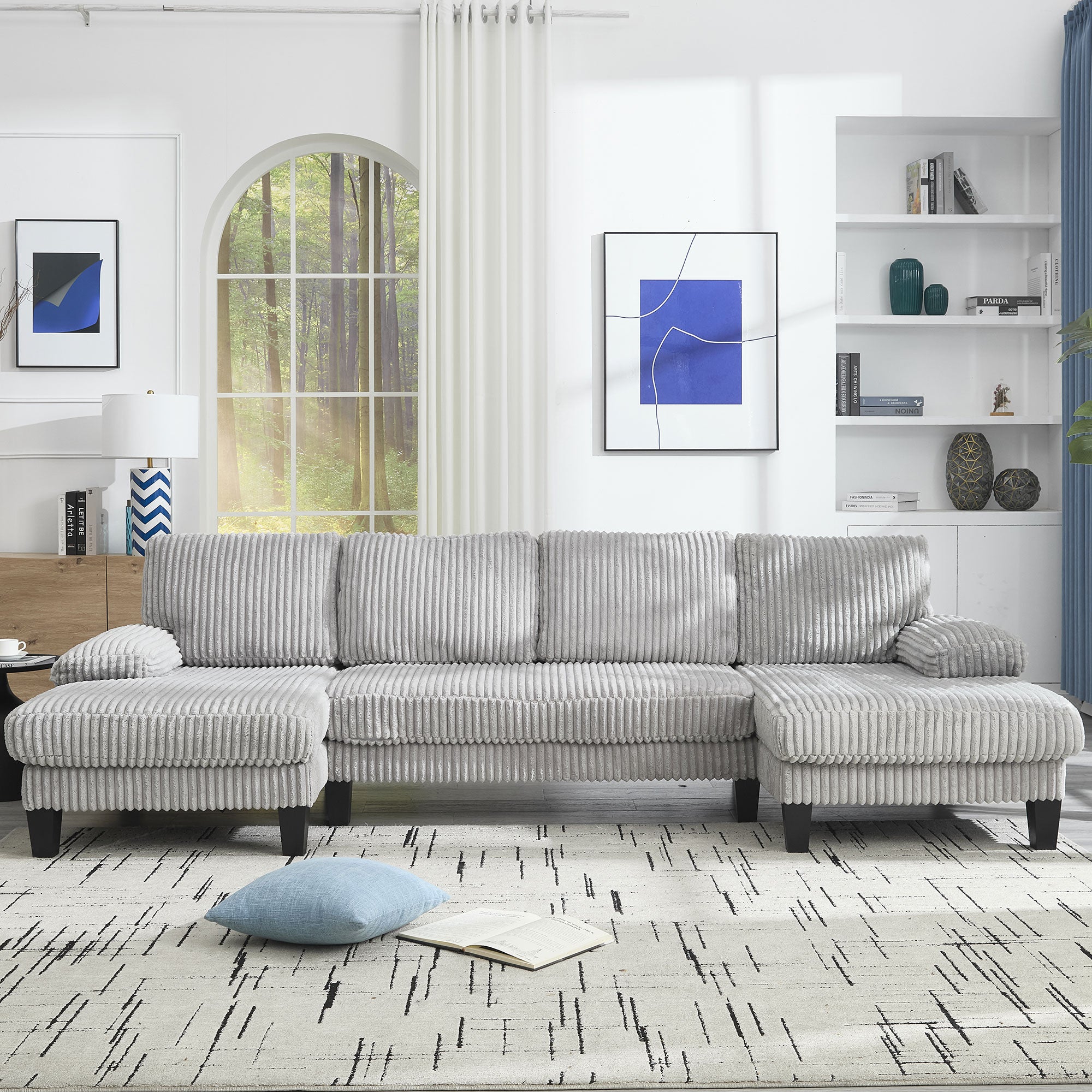 Spokane 114" U-Shaped 4 Seater Sectional Sofa with Double Chaise