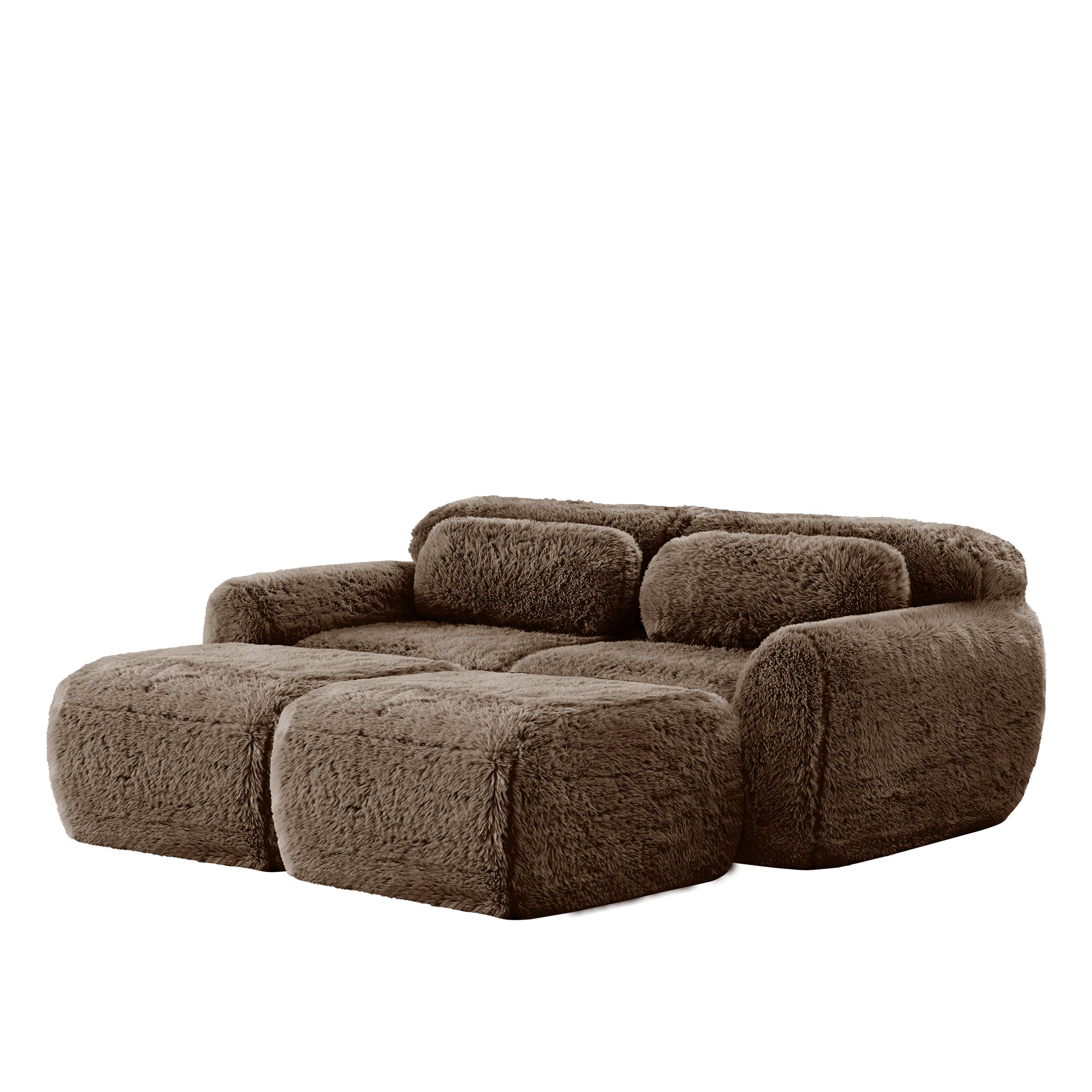 Durham 80" Modular Plush Cloud Loveseat with 2 Ottomans