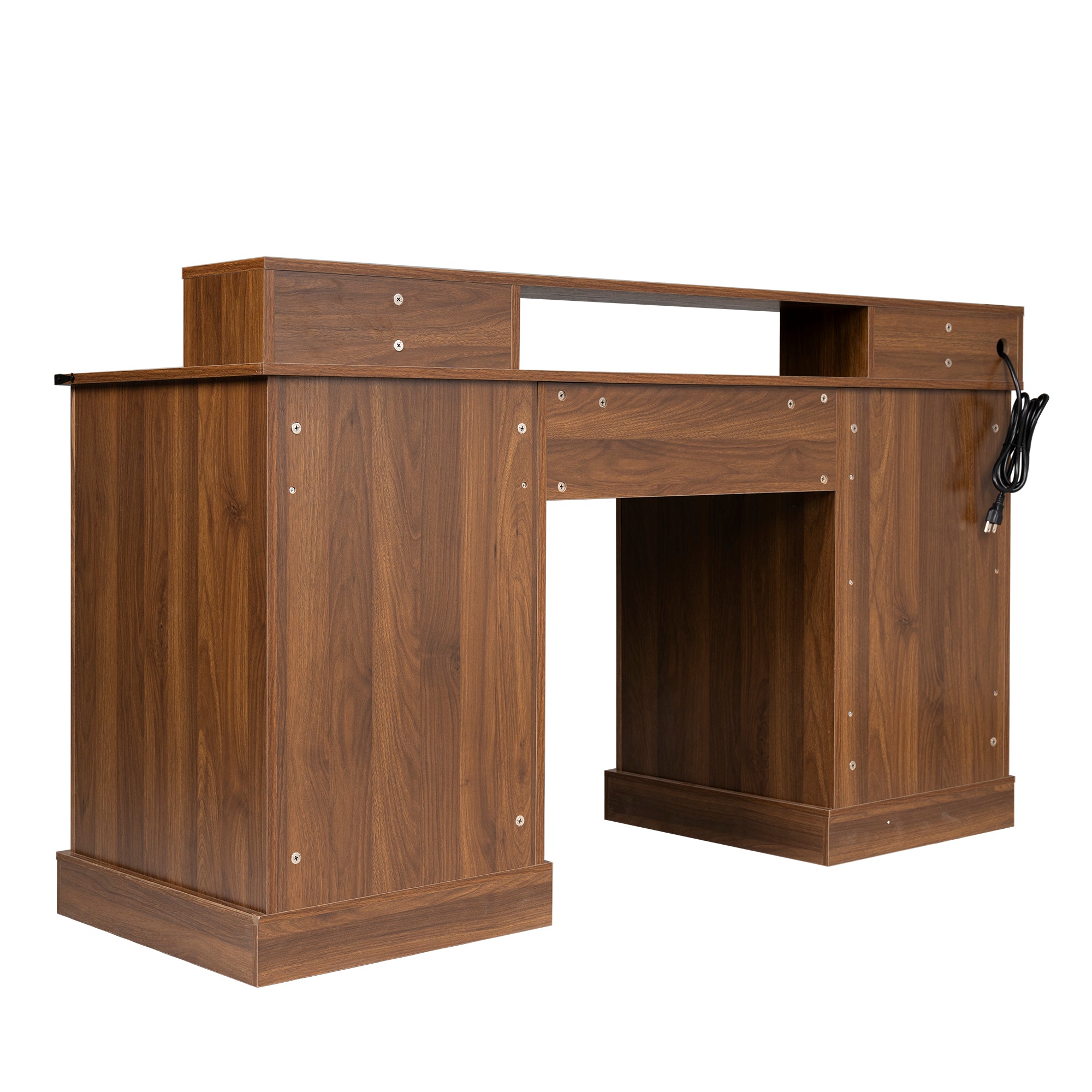 Kova 59" Farmhouse Office Desk with Storage Cabinets and Charging Station