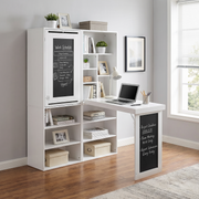 Aero Space-Saving Wood Fold-Out Desk Cabinet with Blackboard Door