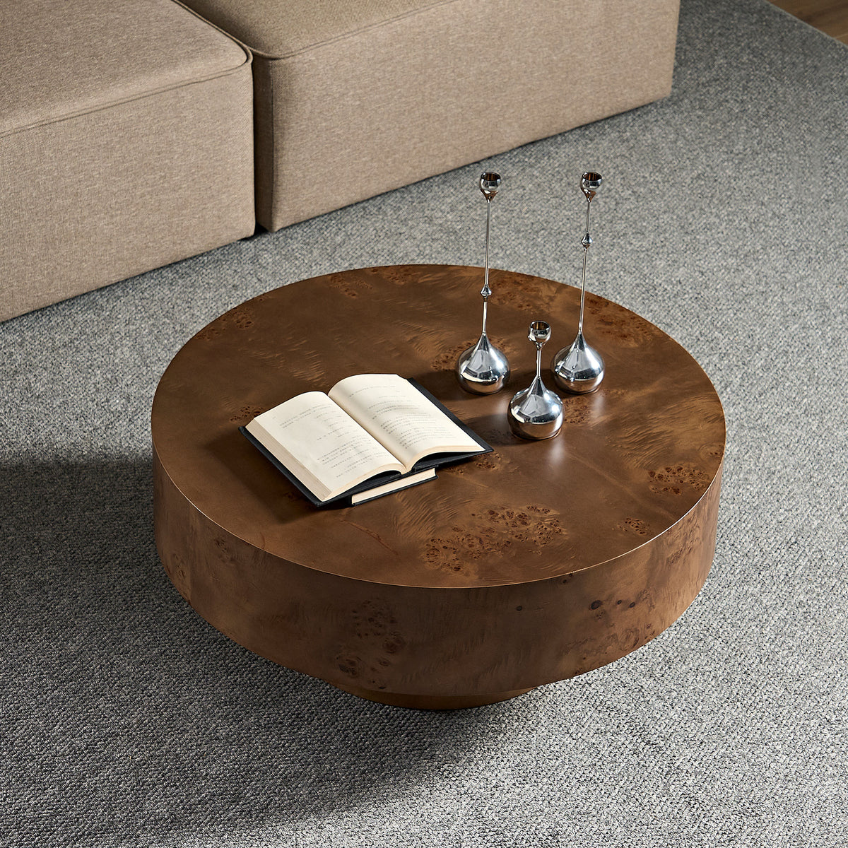 Orleans 31.5" Round Wood Coffee Table with Pedestal Base