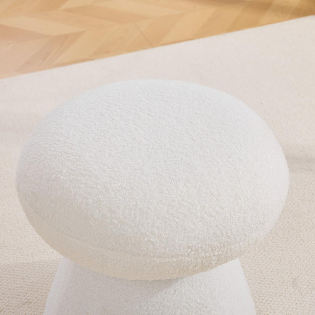 Moraine 16" Teddy Fabric Mushroom Ottoman Stool
