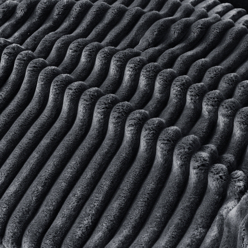 Fresno 71" Dark Gray Plush Corduroy Sofa with Storage Armrests and USB Port