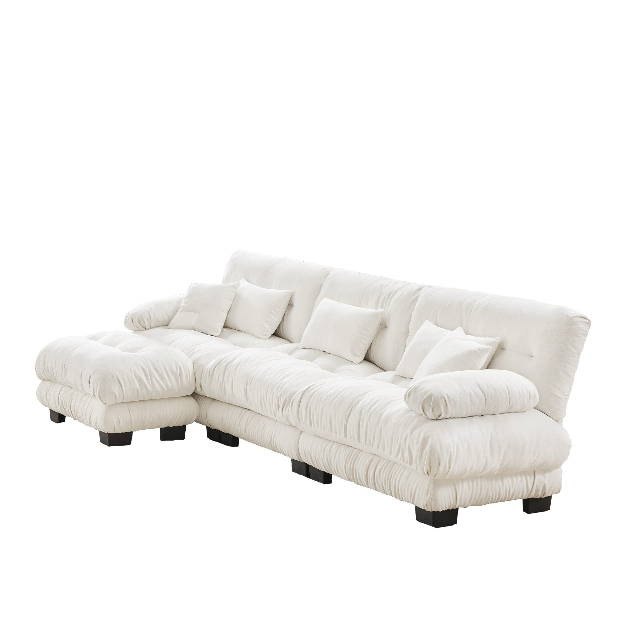 Monterey 134" Modular Chenille Cloud L-Shaped Sectional Sofa with Convertible Ottoman
