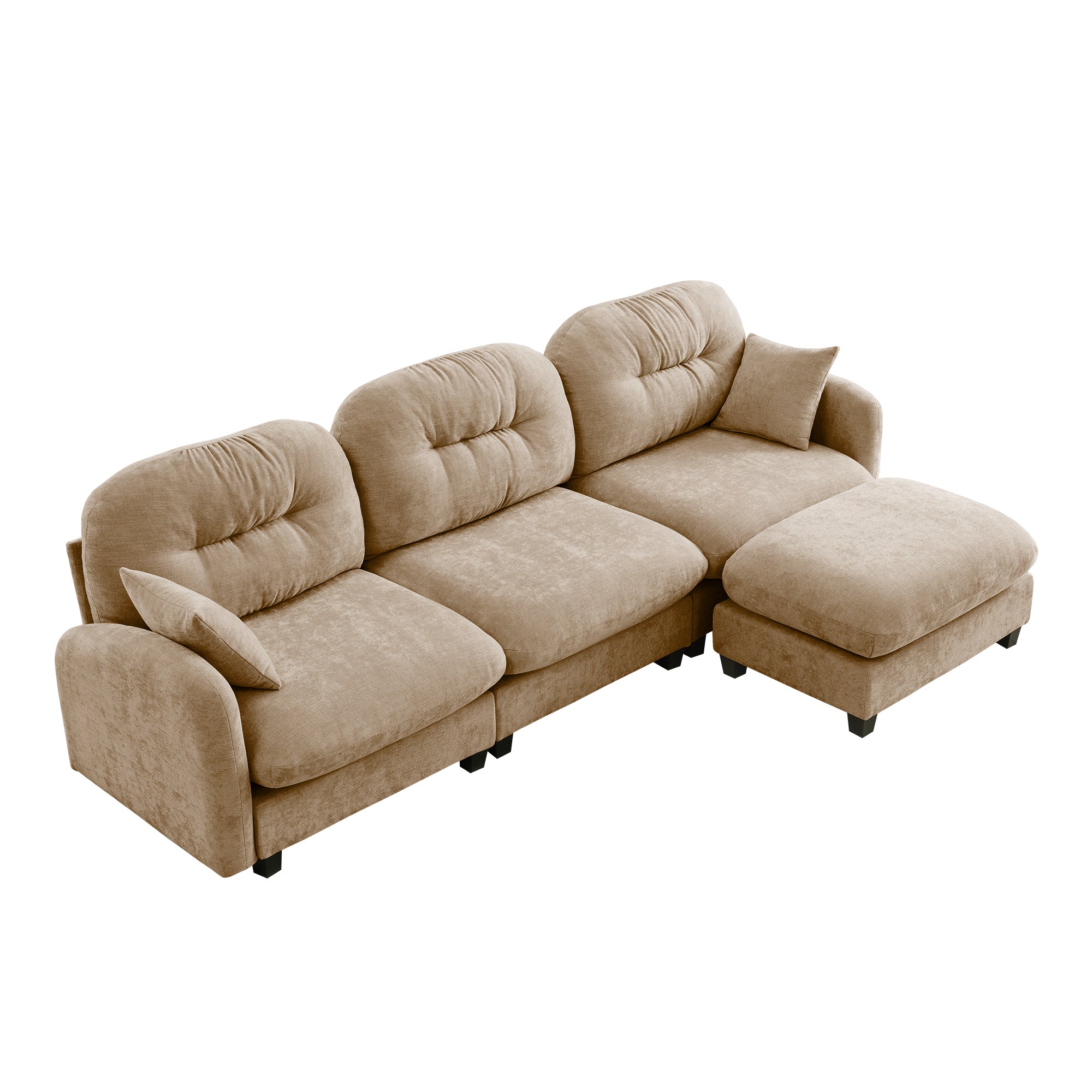 Roselyn 107" Modular Chenille Cloud L-Shaped Sectional Sofa with Ottoman