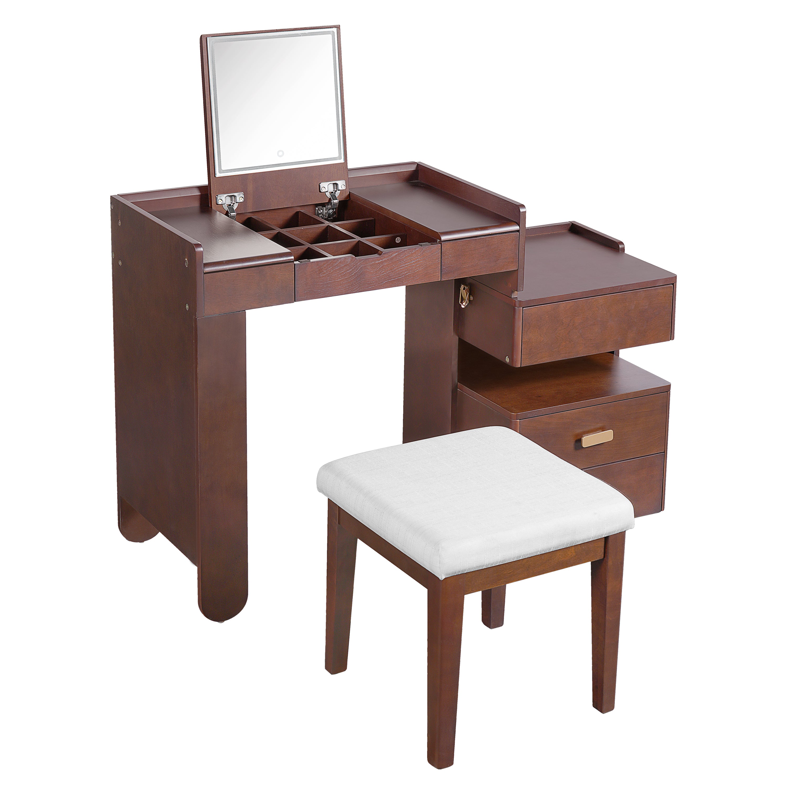 Aurorae Modular Makeup Vanity Desk Set with Flip-Top Mirror and Ample Drawer Storage