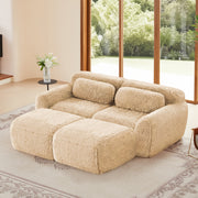 Durham 80" Plush Sofa with Chaise and Ottoman Deep-Seat Design Light Khaki