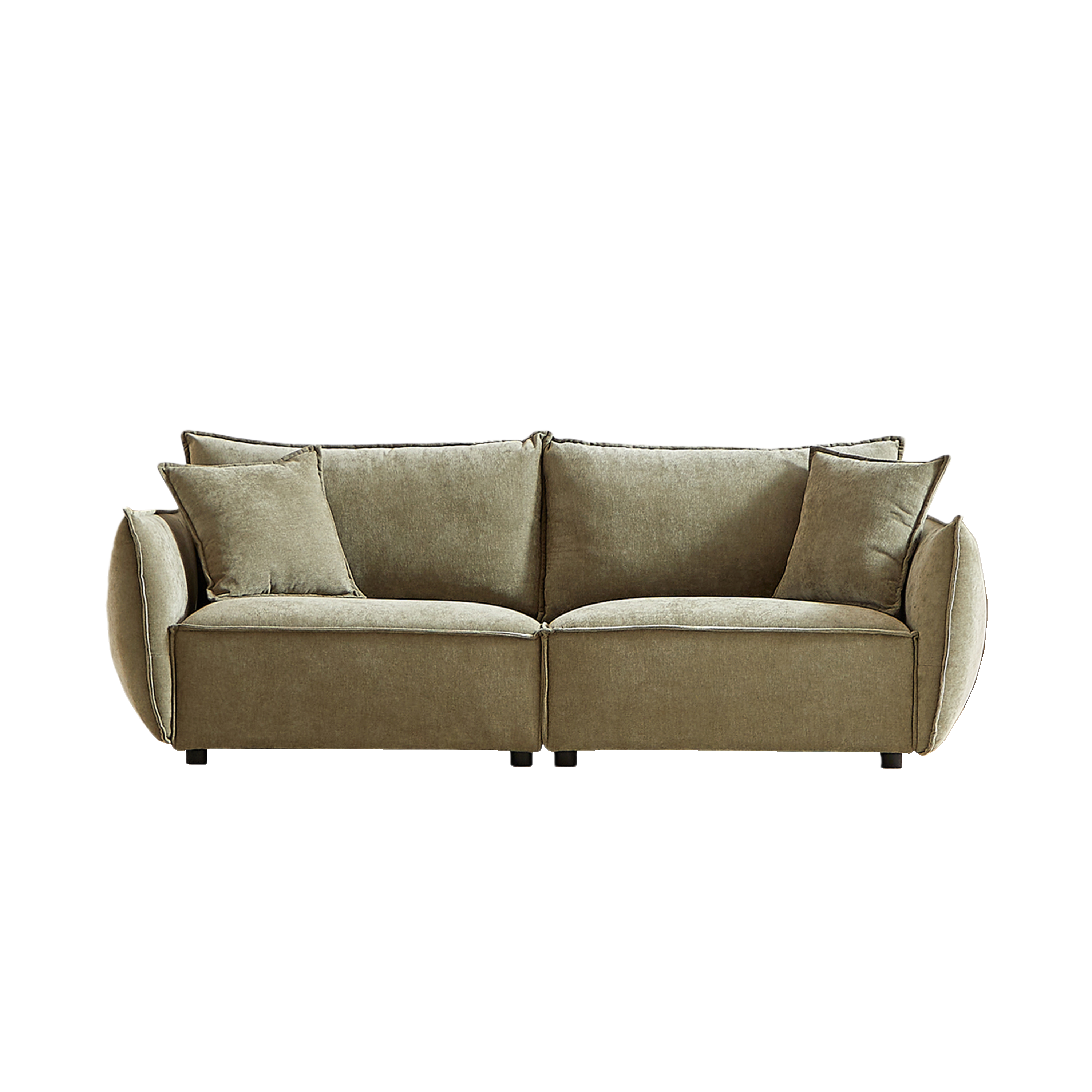 Phoenix 88" 3-Seater Linen Fabric Sofa, Light Green