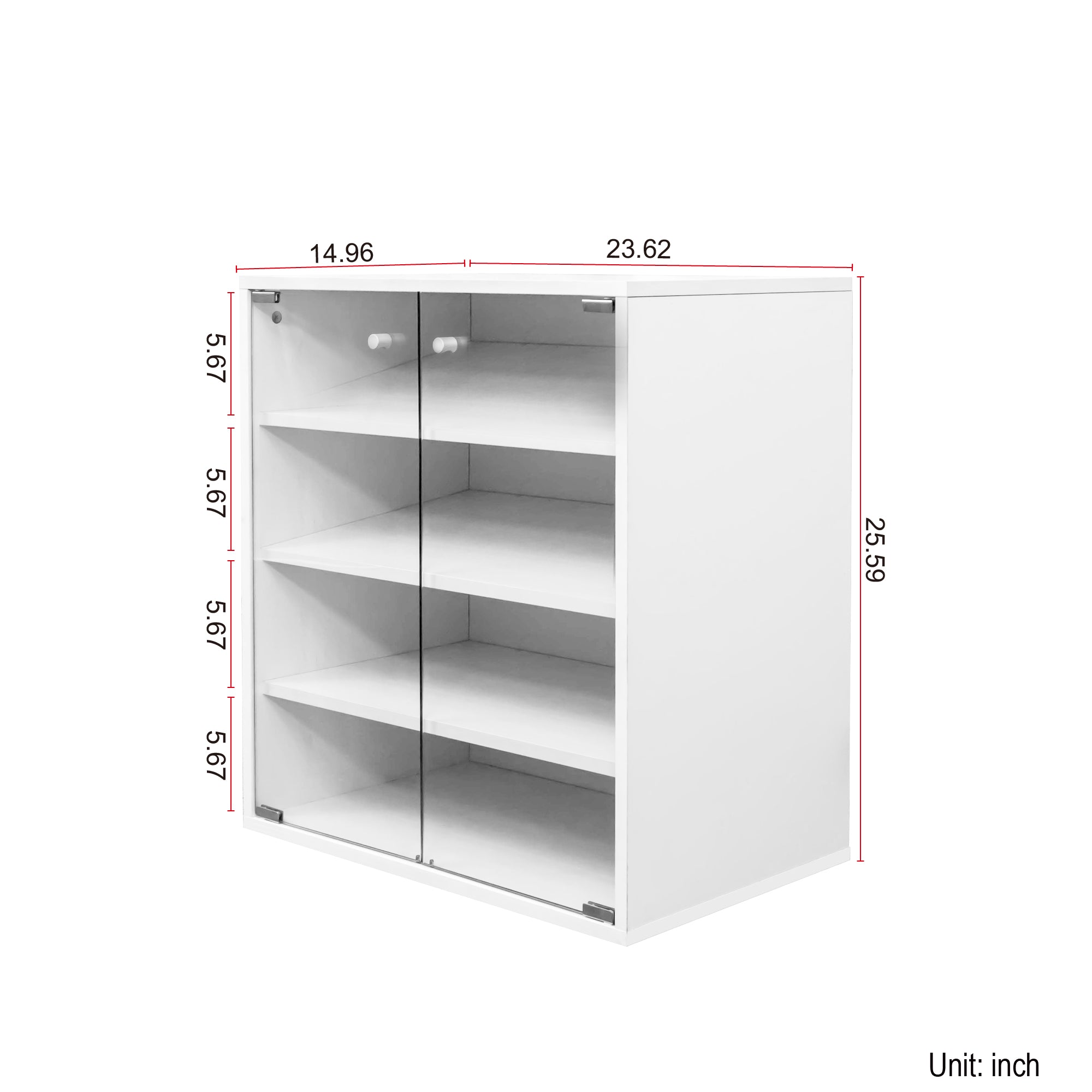 Stoneway 4 Tier Shoe Rack Shoe Cabinet With Glass Doors and LED Light