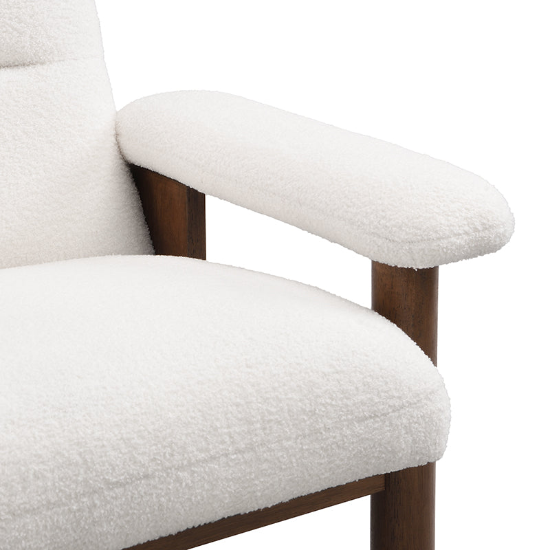 Accent Chair set with Ottoman in White/Wood