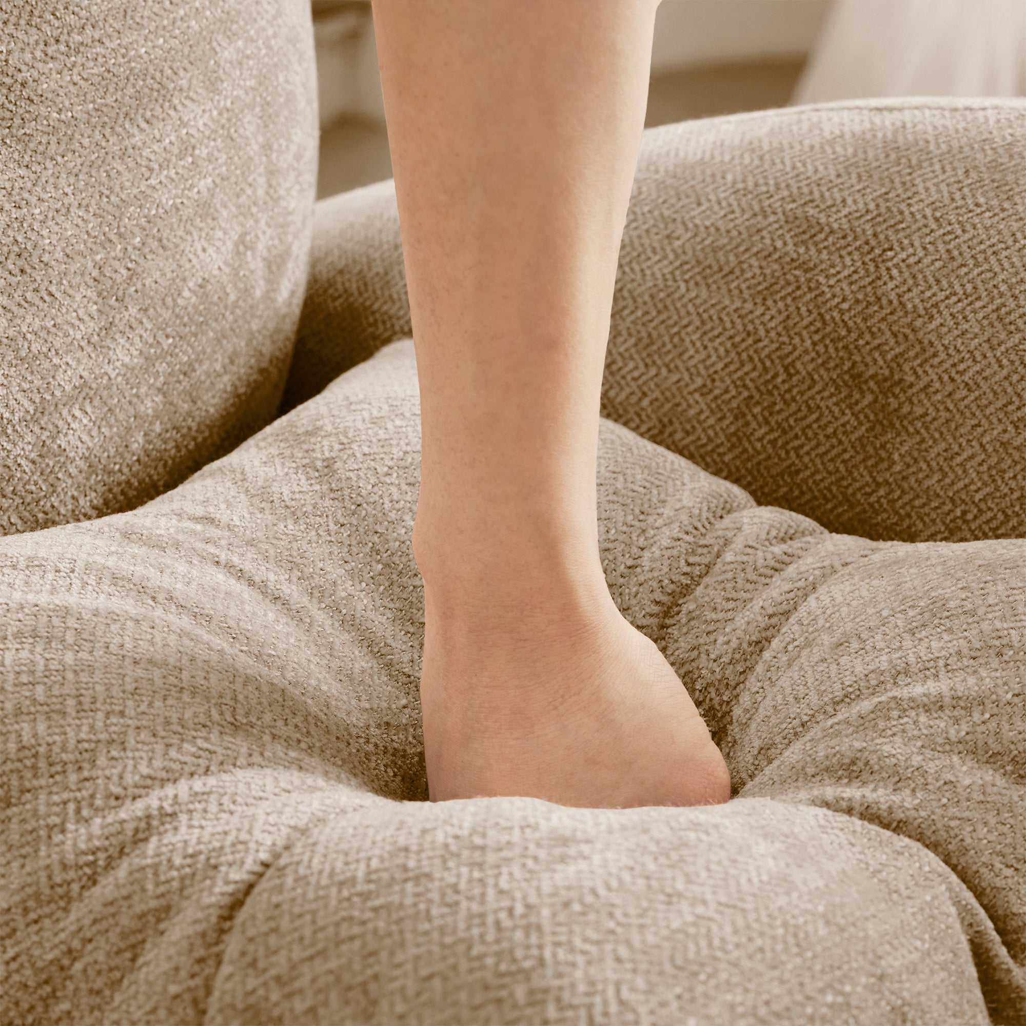 Roselyn 74" Modular Chenille Cloud L-Shaped Sectional Sofa with Ottoman