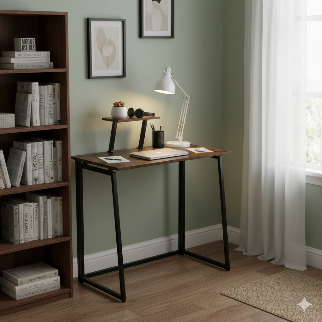 Homy Casa Ascott 31.4“ Folding Desk Computer Table Vintage, Brown