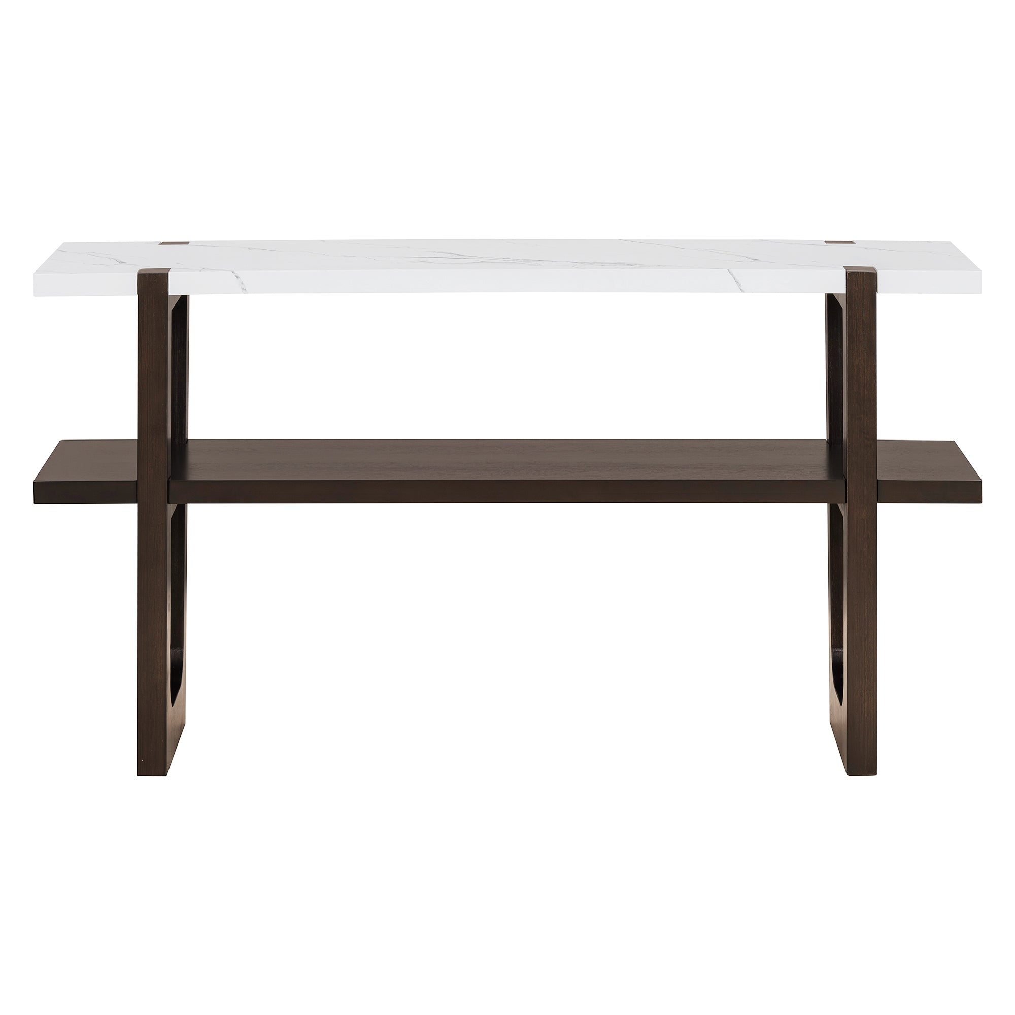 Ravenna Console Table Narrow Entryway Table with Open Shelf, Expresso Brown