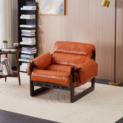 Ravena Modern Vintage Leather Lounge Chair with Removable Armrests