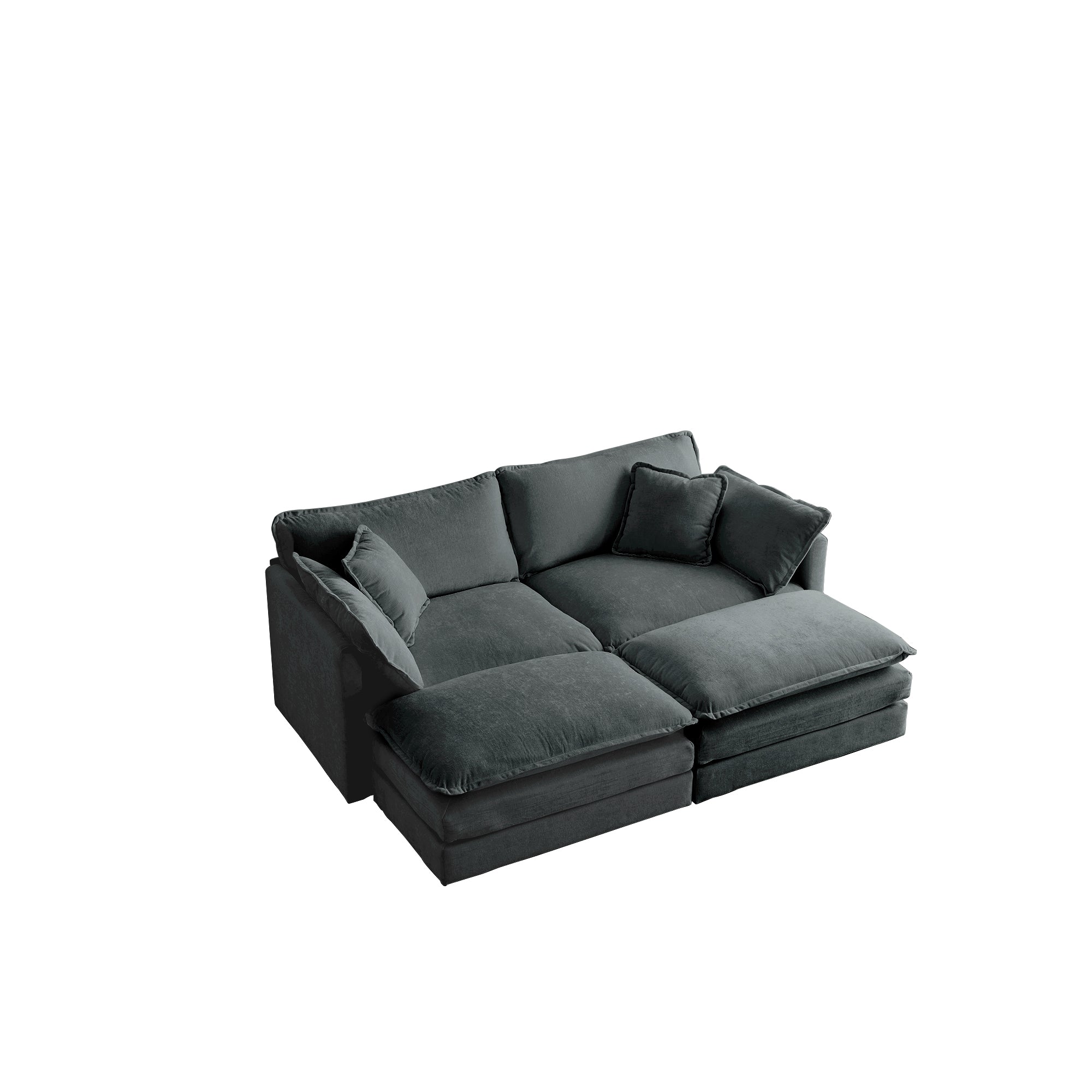 Fremont 77" 4-Piece Modular Chenille Upholstered Sectional Sofa with Ottomans