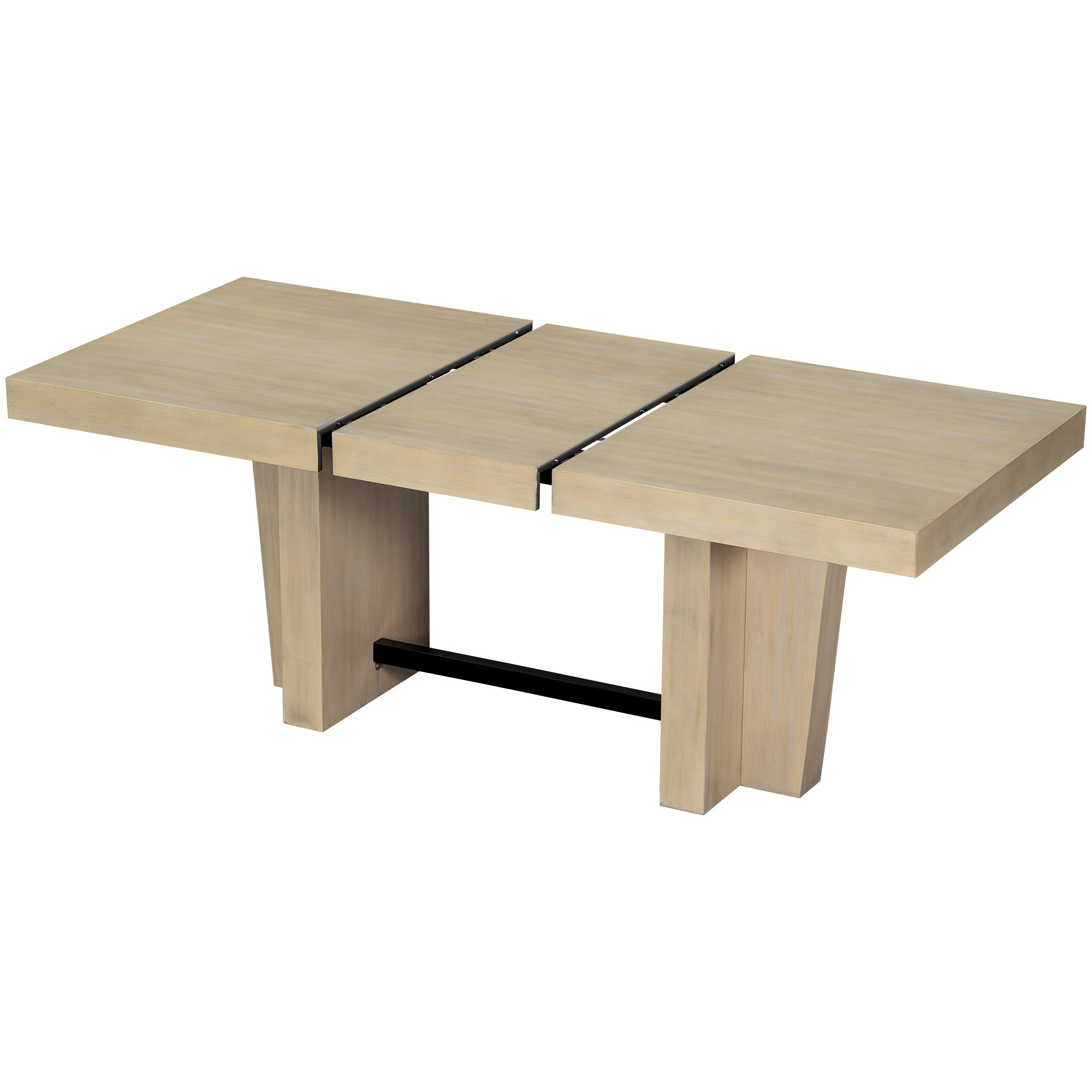 Batur 78" Farmhouse Wood Extendable Dining Table Set with Bench