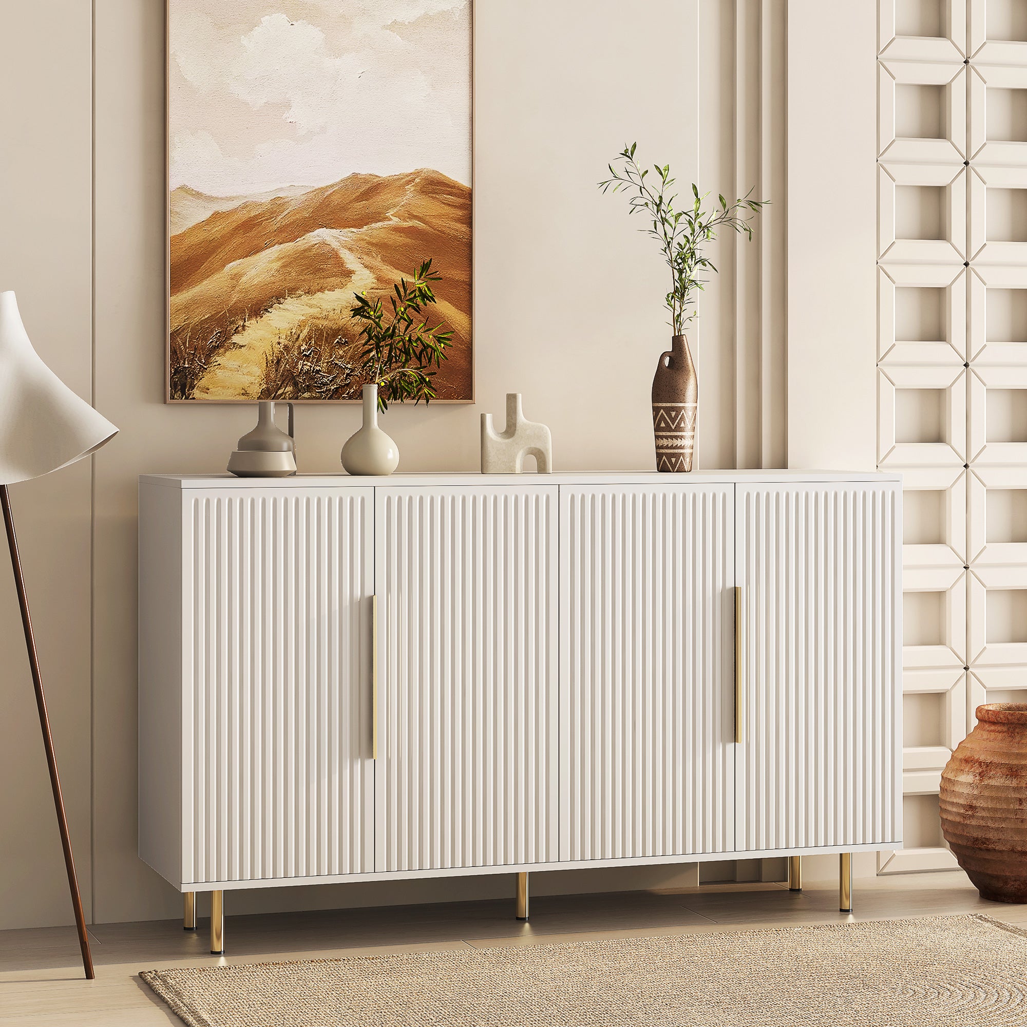 Jaipur 56" 4-Door Sideboard with Gold Handles