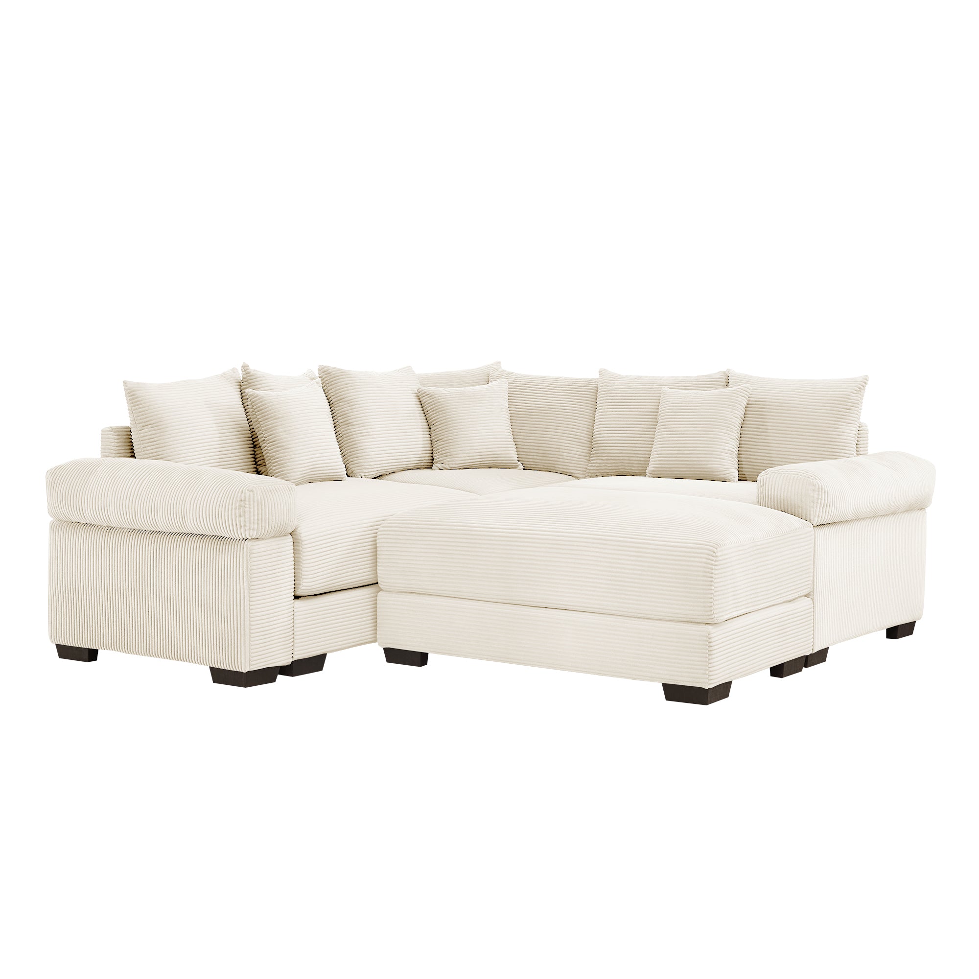 Albany 79" 4 Pieces Corduroy Modular Corner Sectional Sofa with Ottoman