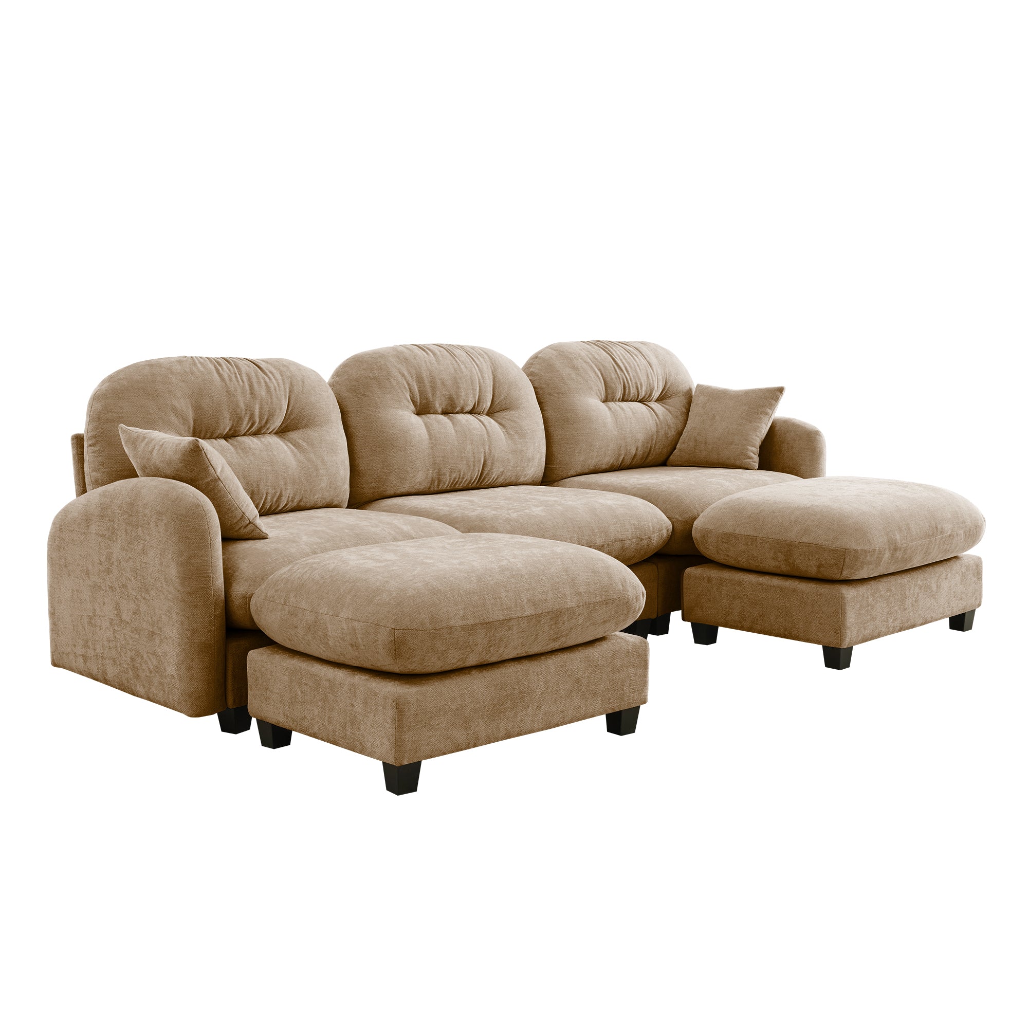 Roselyn 107" Modular Chenille Cloud U-Shaped Sectional Sofa with Ottoman and Tufted Cushion Backrest