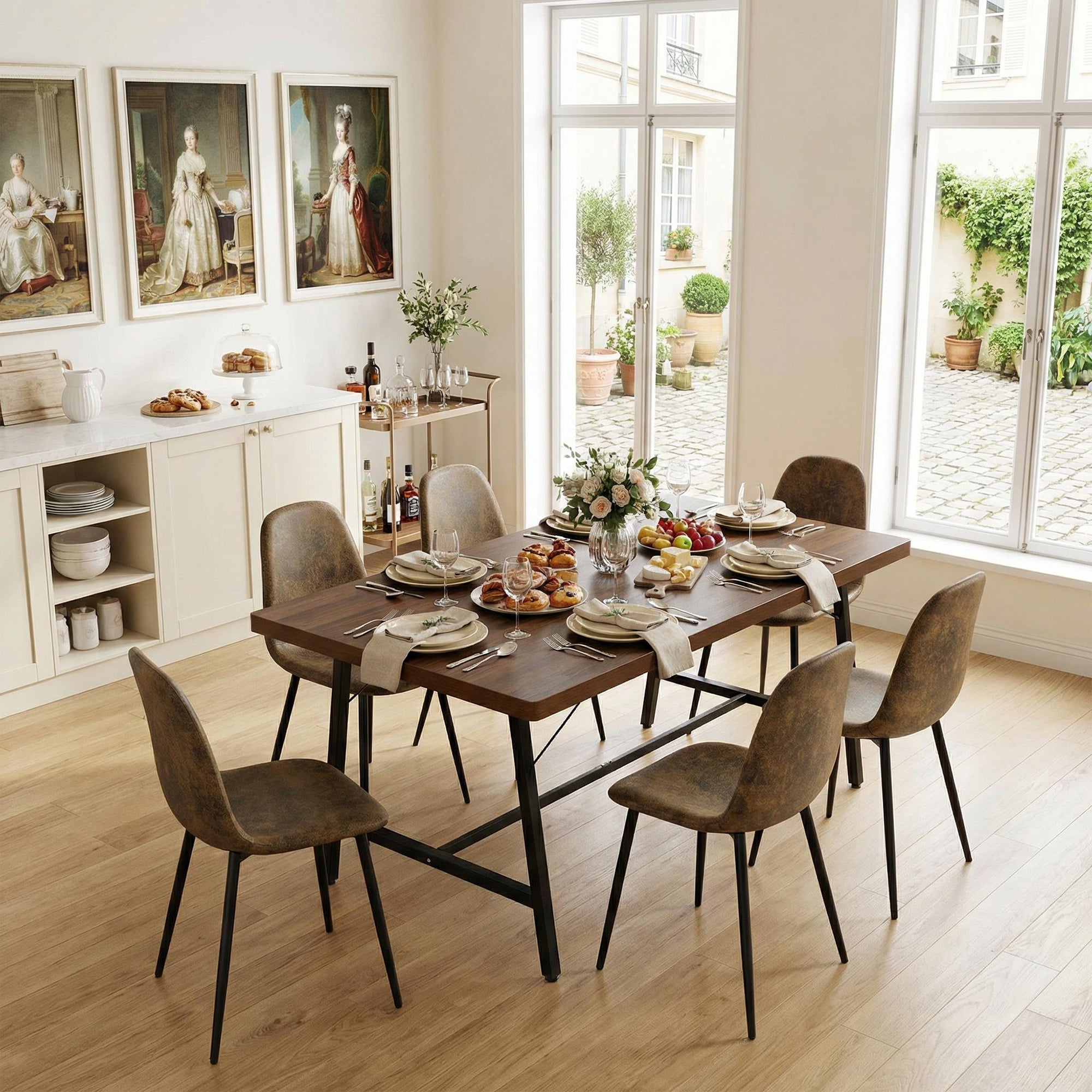 FORS Industrial MDF Dining Table 63" x 35" Modern Crimson